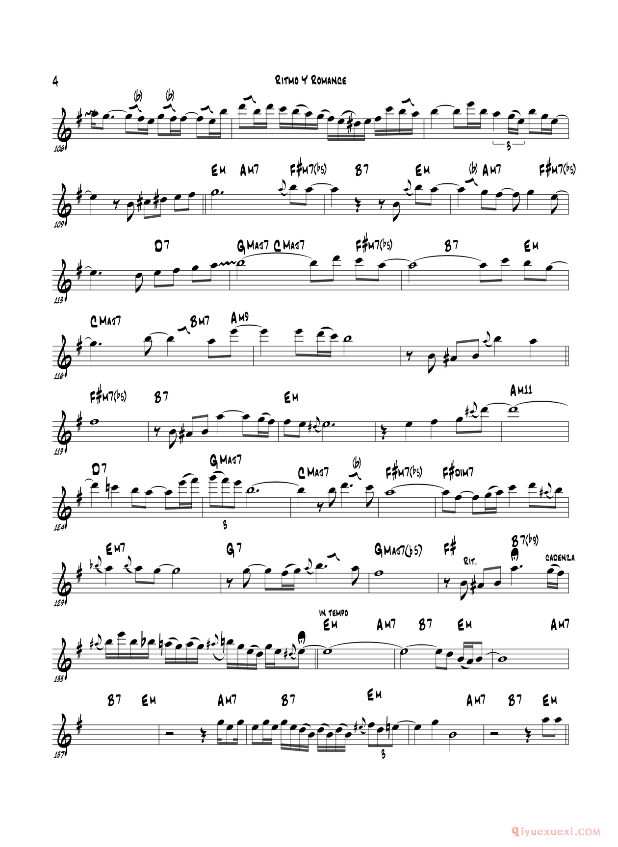 萨克斯谱[Ritmo Y Romanc/Eb Part]五线谱
