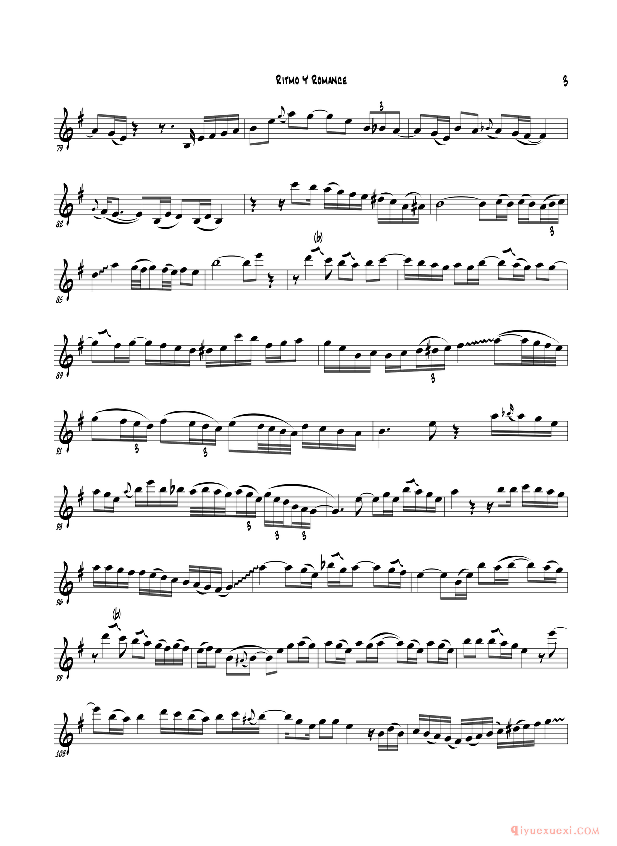 萨克斯谱[Ritmo Y Romanc/Eb Part]五线谱
