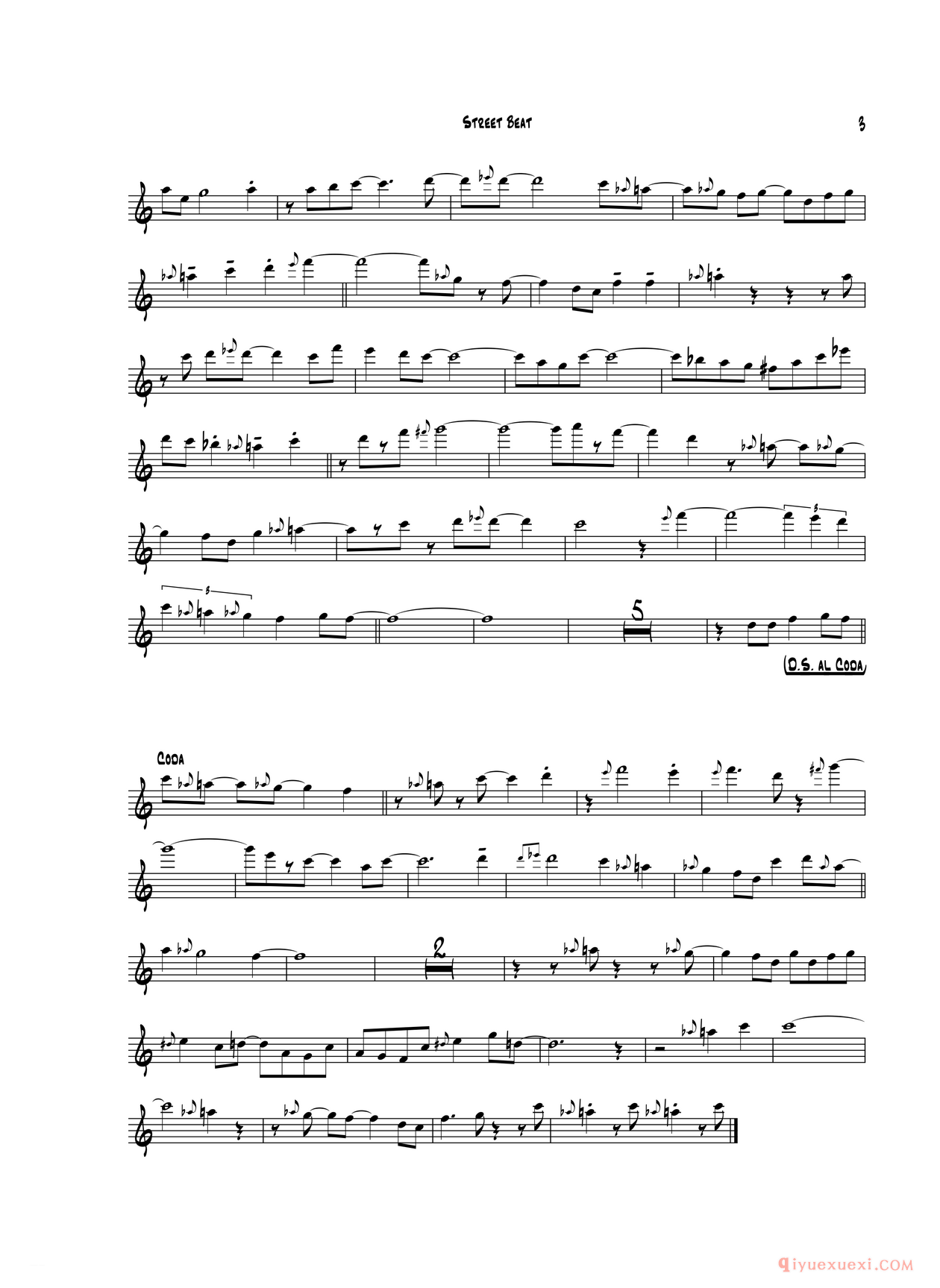 萨克斯谱《Street Beat 次中音萨克斯》五线谱