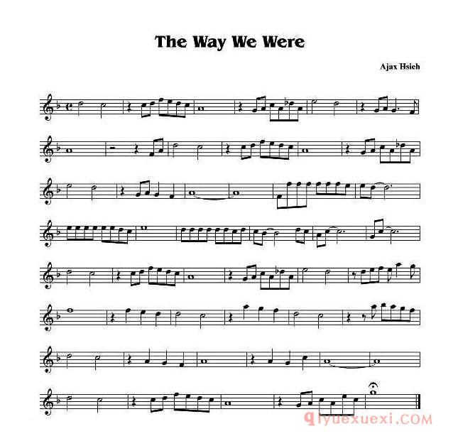 萨克斯谱《The Way We Were 往日情怀》五线谱