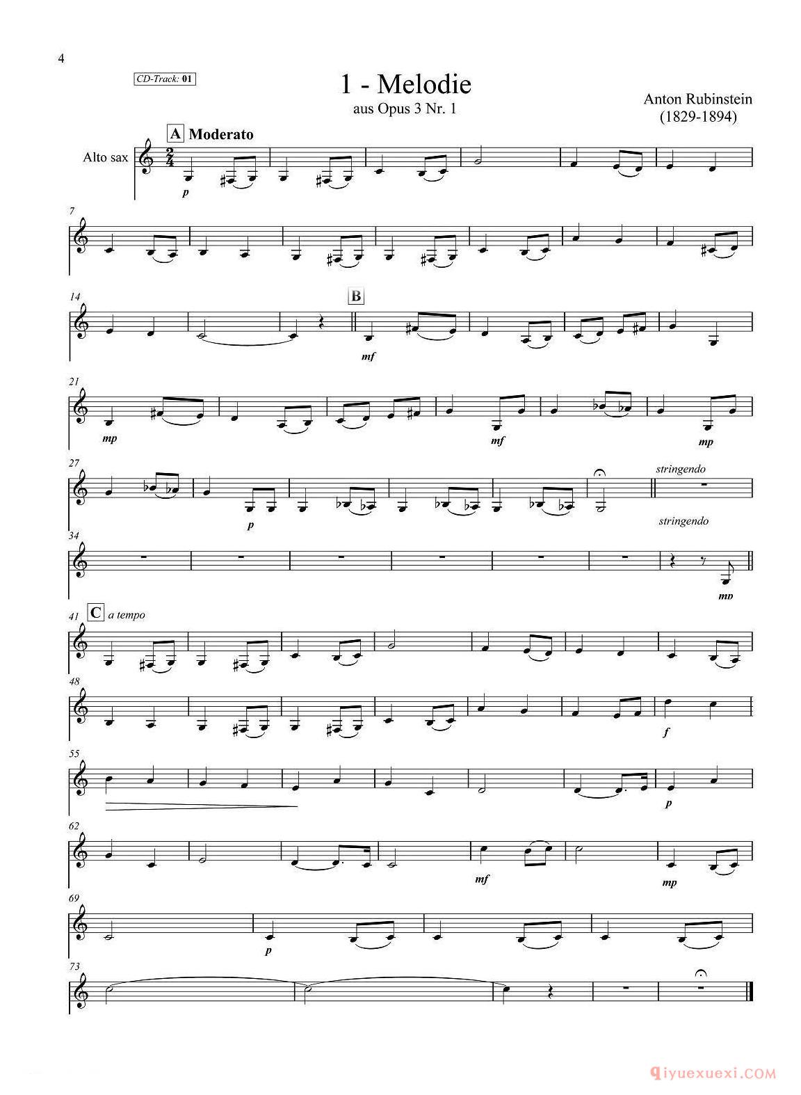古典SAX12首 中音萨克斯分谱