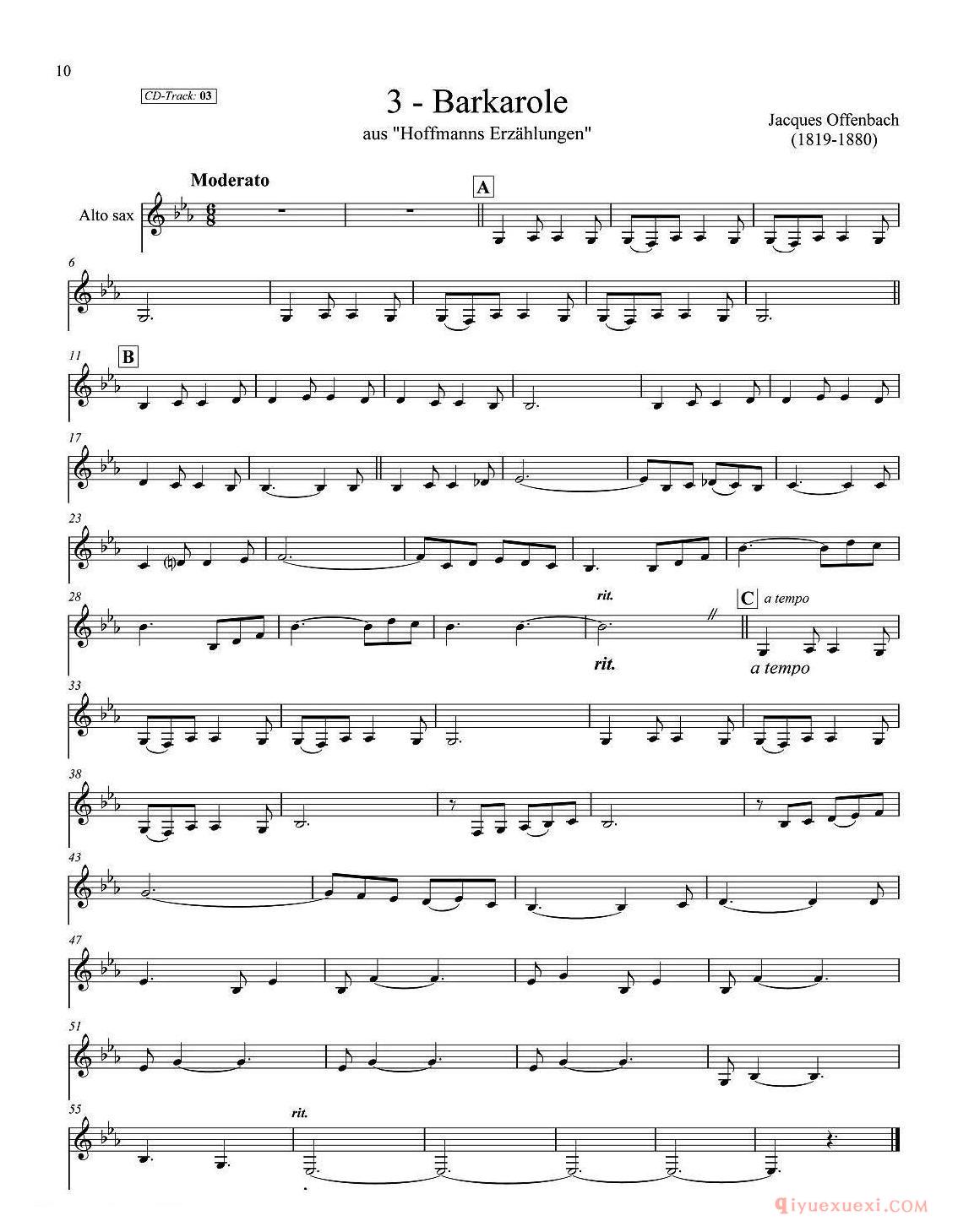 古典SAX12首 中音萨克斯分谱