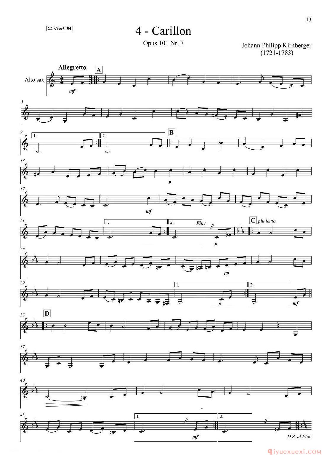 古典SAX12首 中音萨克斯分谱