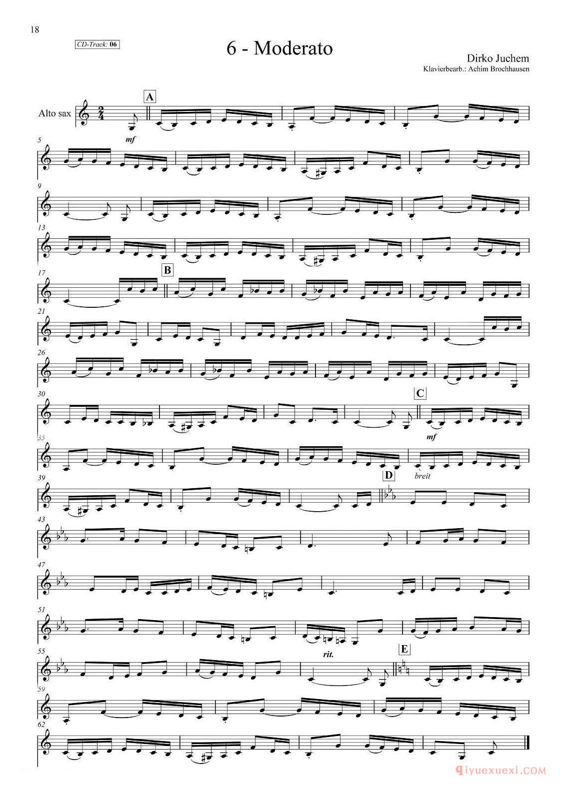 古典SAX12首 中音萨克斯分谱