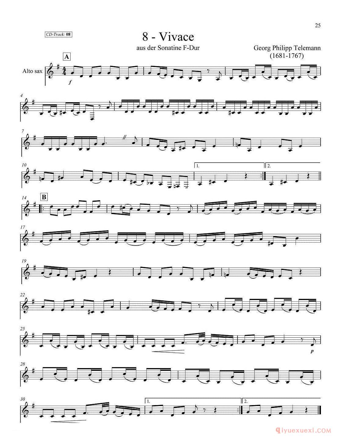古典SAX12首 中音萨克斯分谱