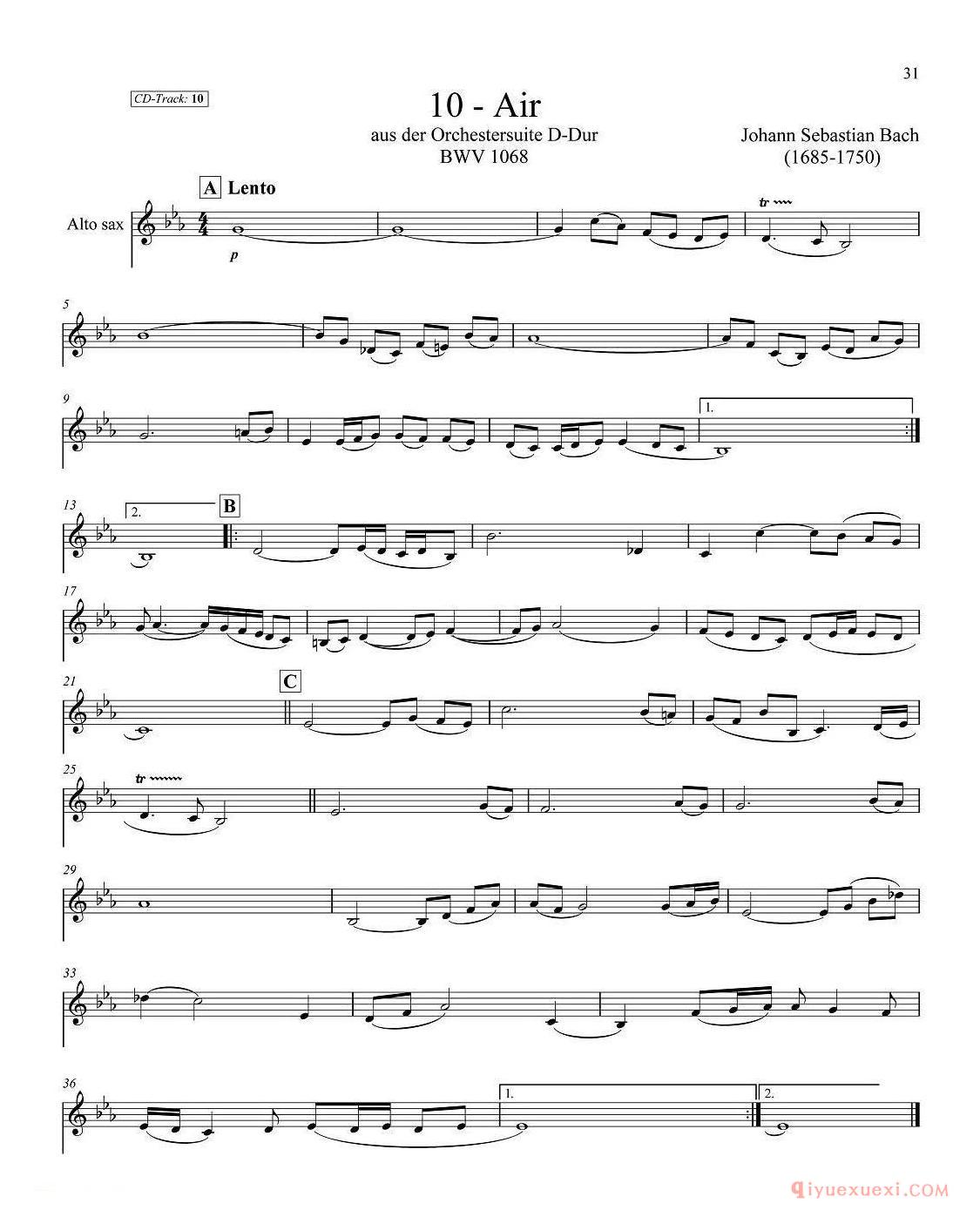 古典SAX12首 中音萨克斯分谱