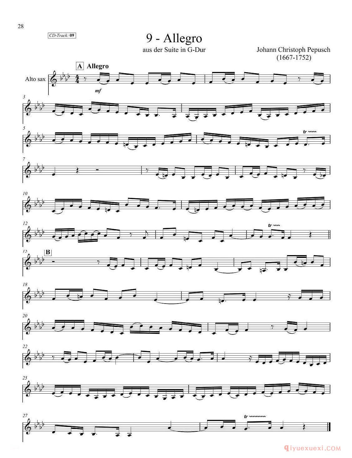 古典SAX12首 中音萨克斯分谱
