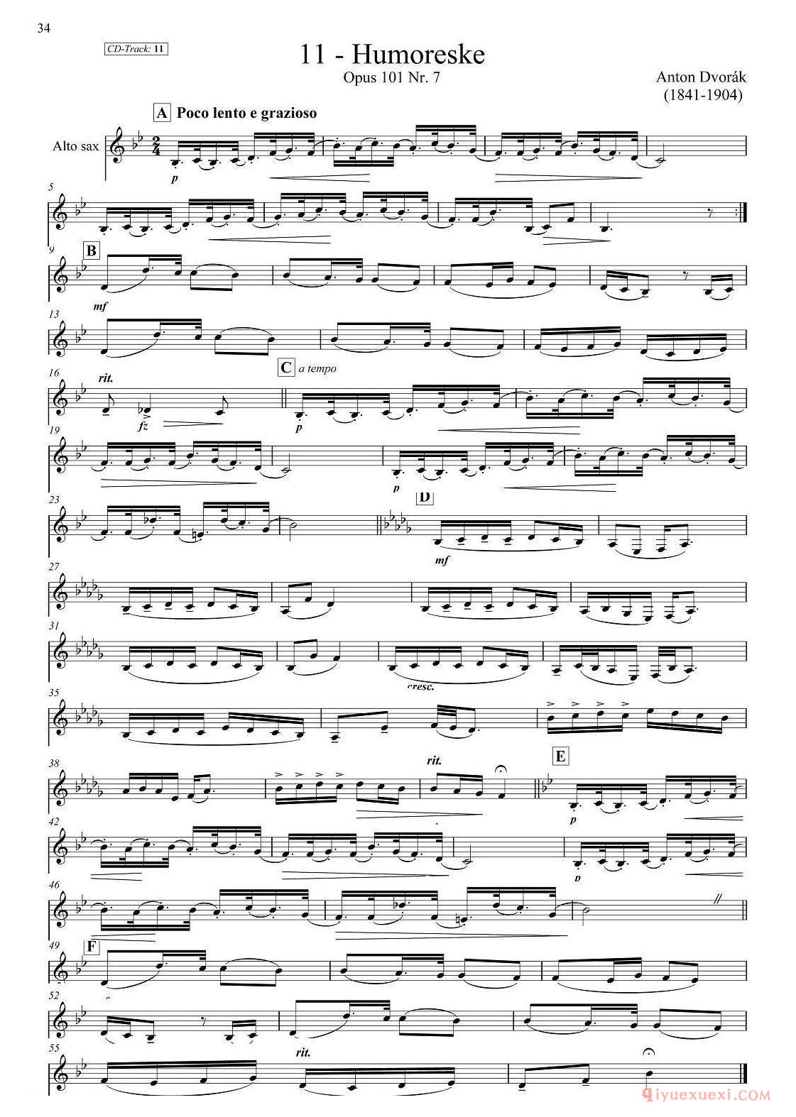 古典SAX12首 中音萨克斯分谱