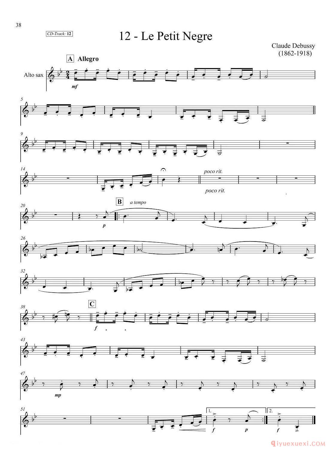 古典SAX12首 中音萨克斯分谱