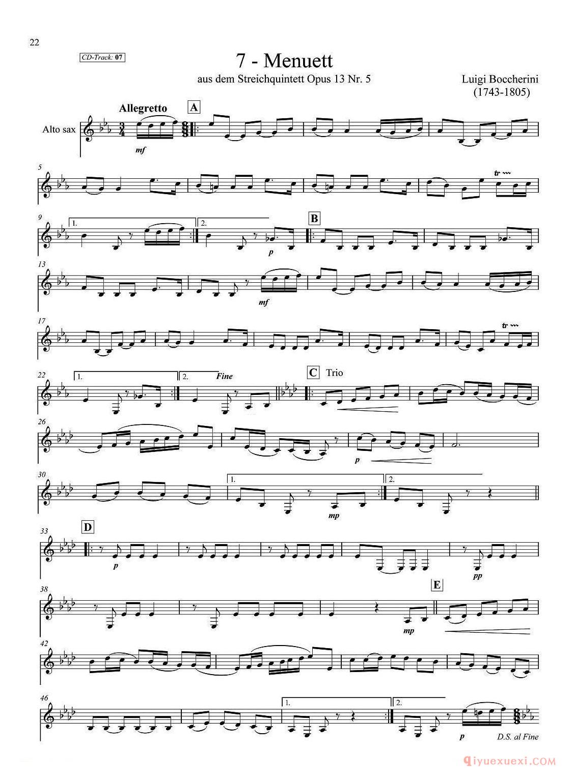 古典SAX12首 中音萨克斯分谱