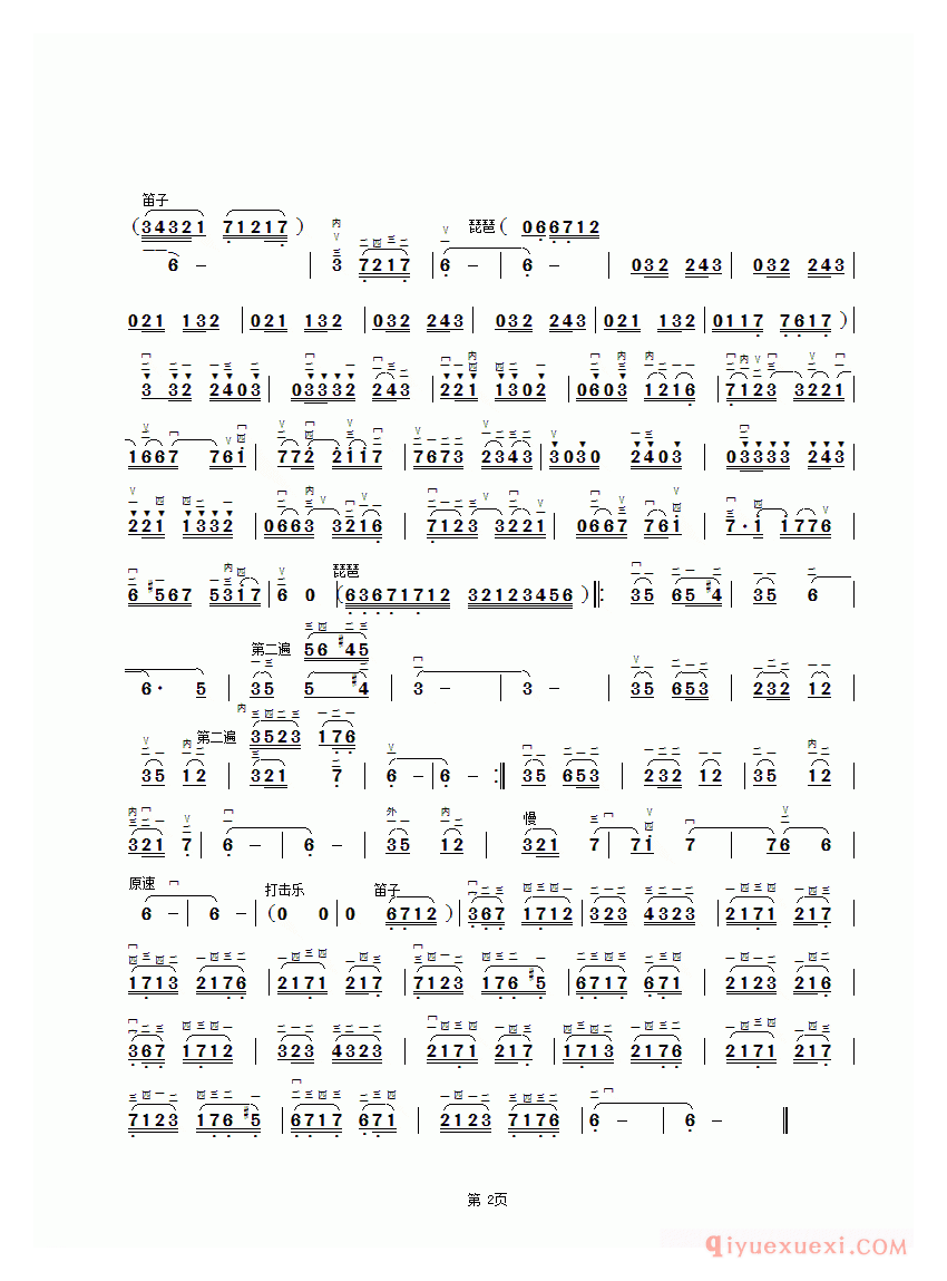 二胡简谱[在那遥远的地方]章祥兴整理制谱版