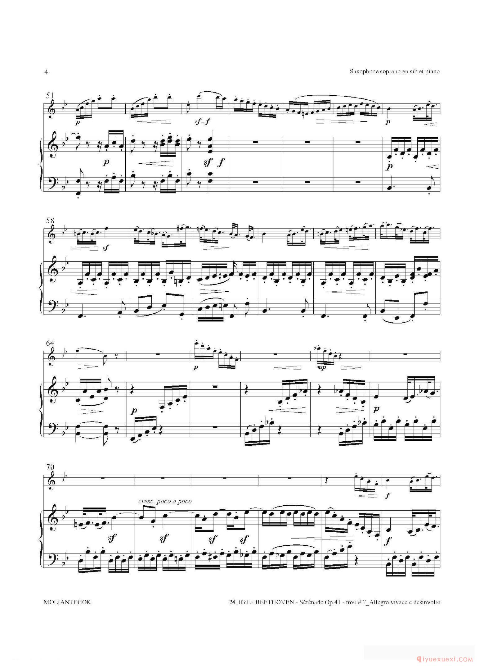 萨克斯谱[小夜曲 Op.41]高音萨克斯+钢琴伴奏