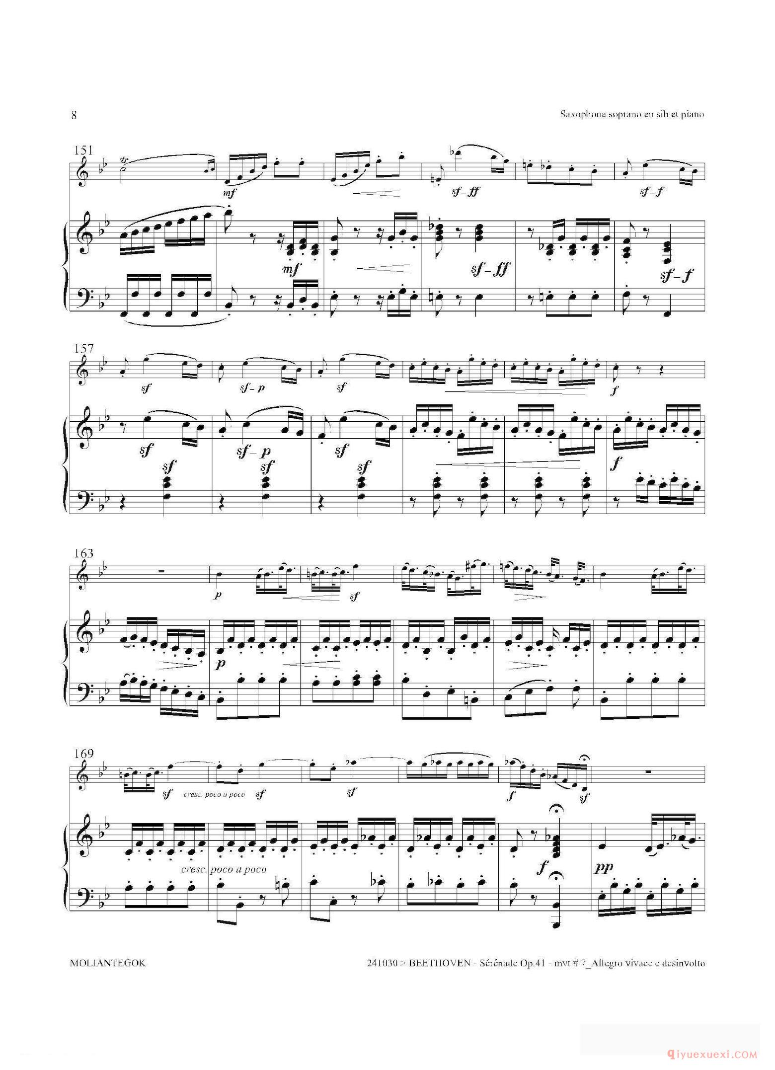 萨克斯谱[小夜曲 Op.41]高音萨克斯+钢琴伴奏