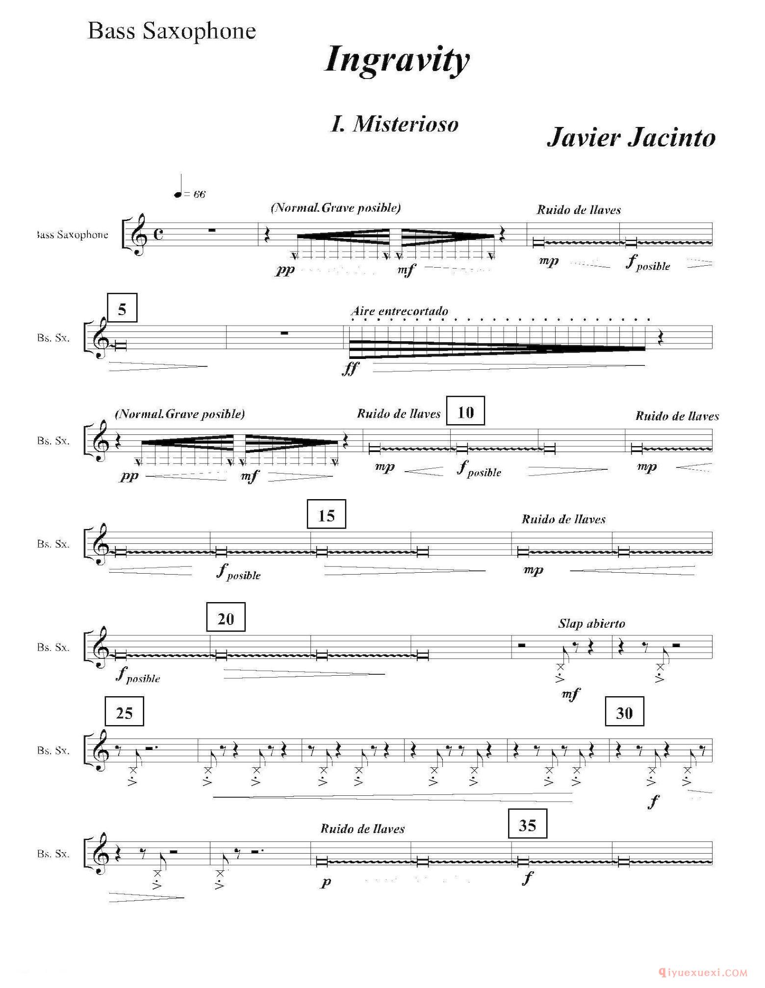Ingravity（第一乐章）低音萨克斯分谱