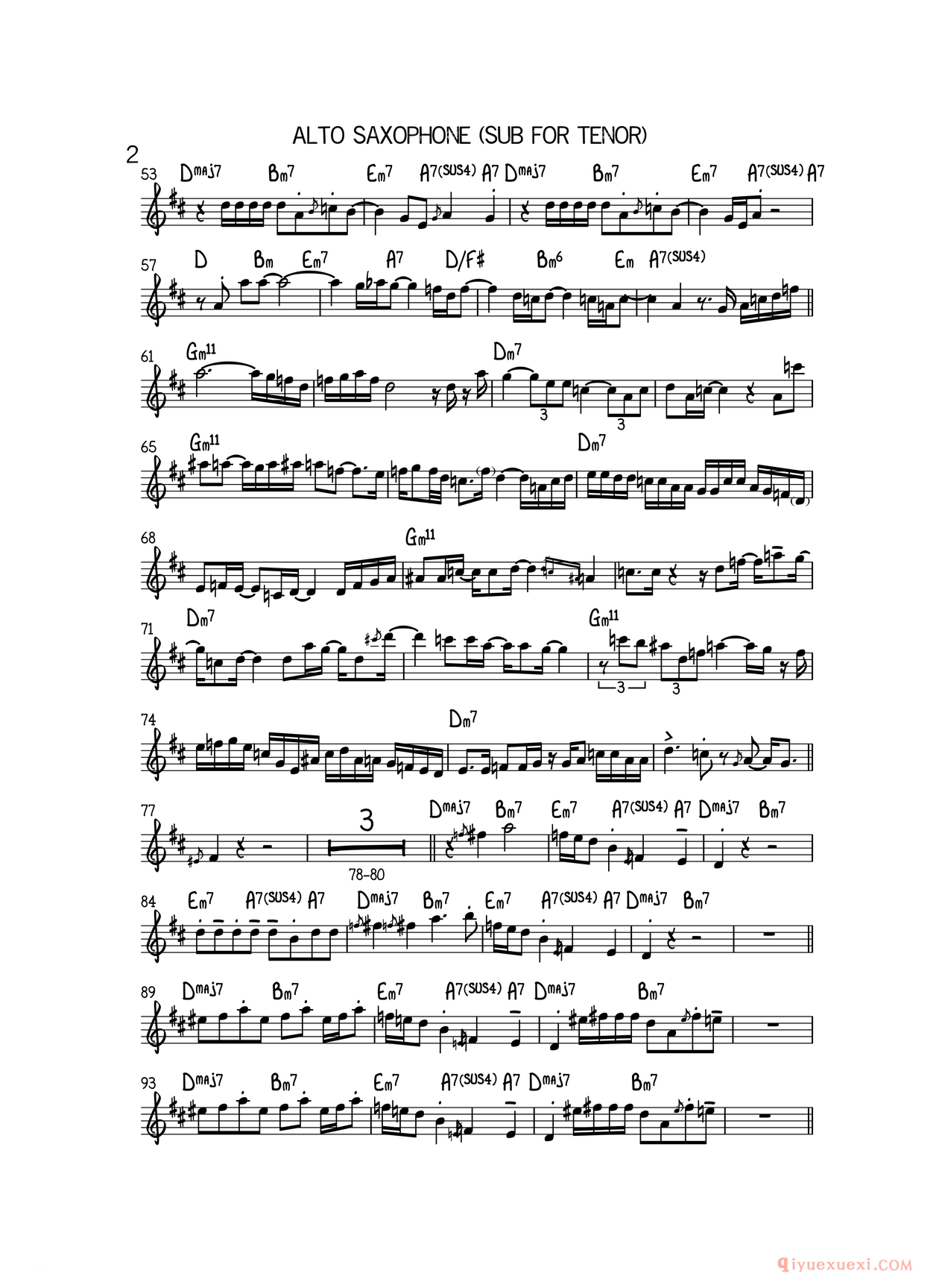 萨克斯乐谱[GrazinInhe Grass 中音萨克斯]