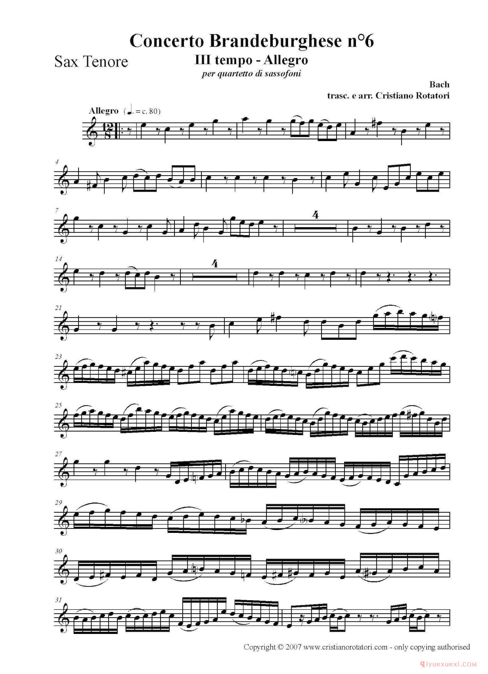 Concerto Brandeburghese（次中音萨克斯）