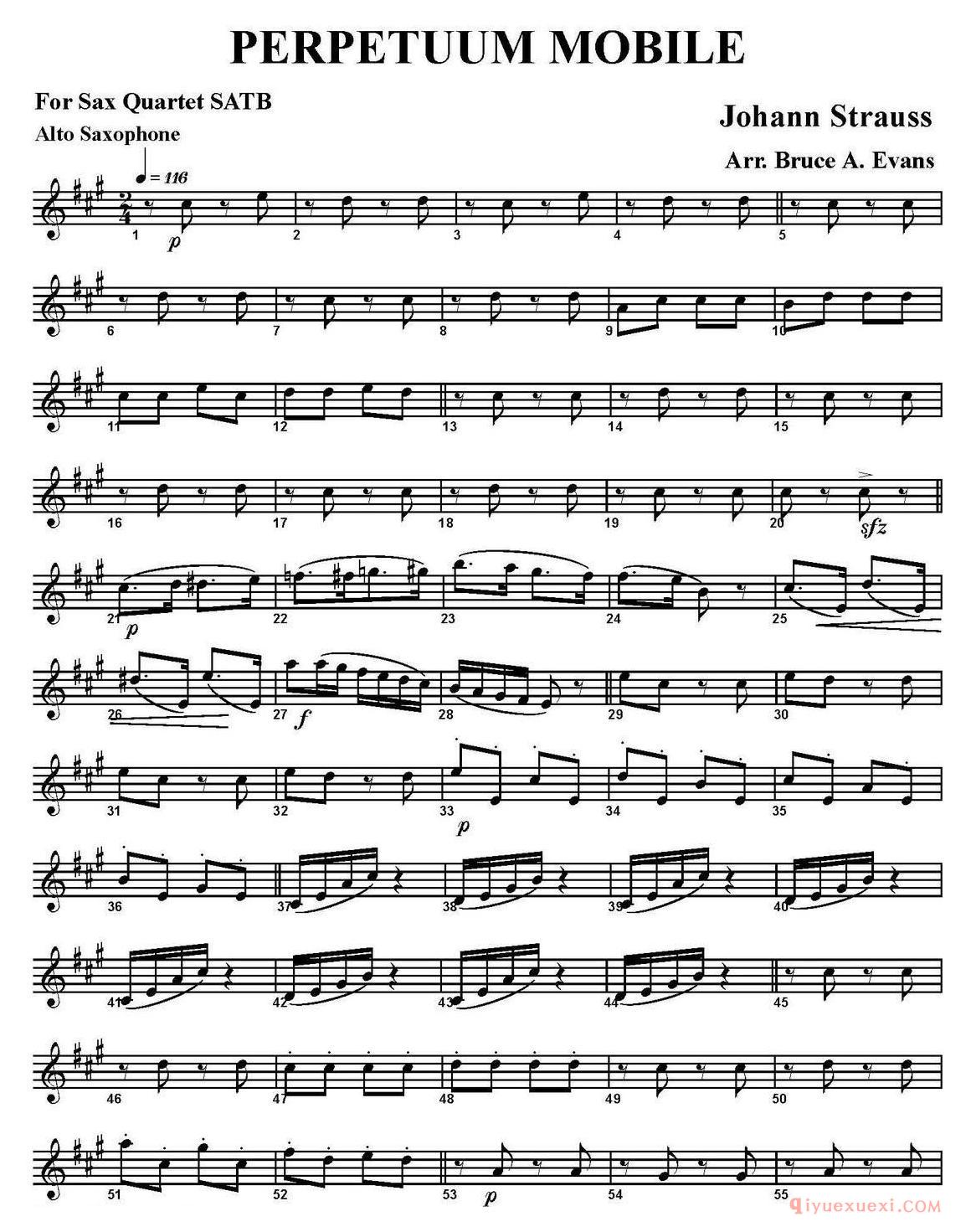 PERPETUUM MOBILE（四重奏·中音萨克斯分谱）
