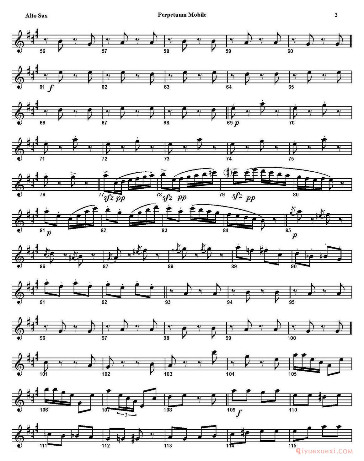PERPETUUM MOBILE（四重奏·中音萨克斯分谱）