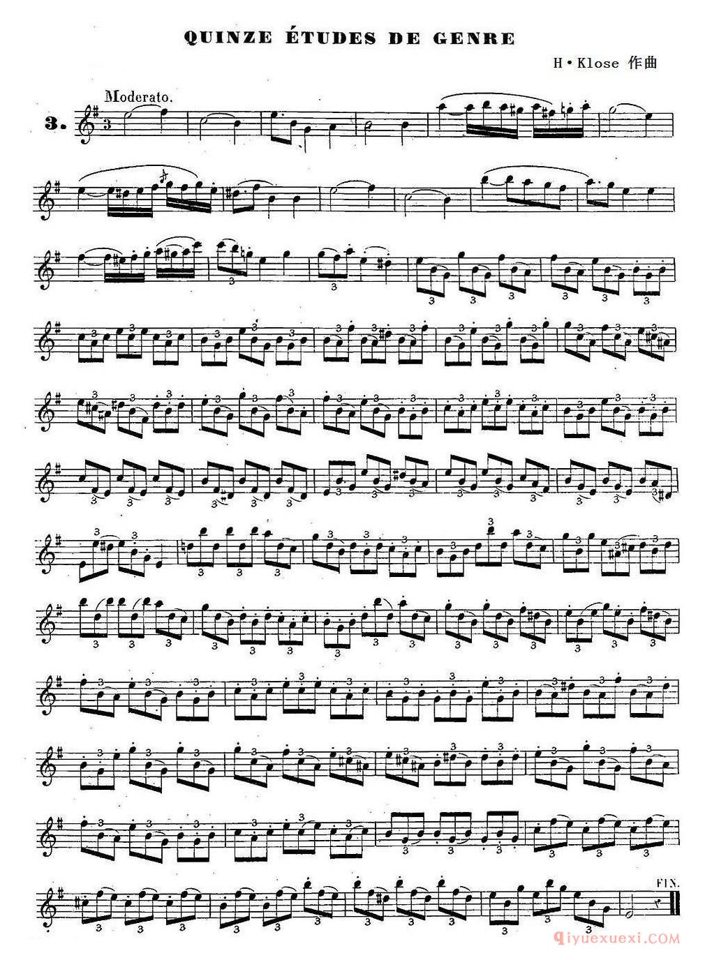 H·Klose练习曲（Quinze etudes de genre）