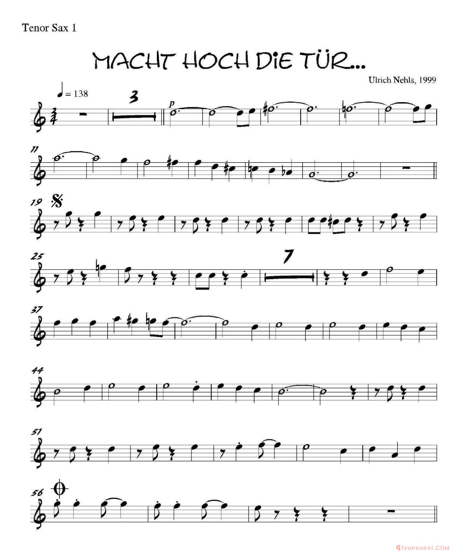 第一次中音萨克斯分谱[Macht Hoch Die Tru…]