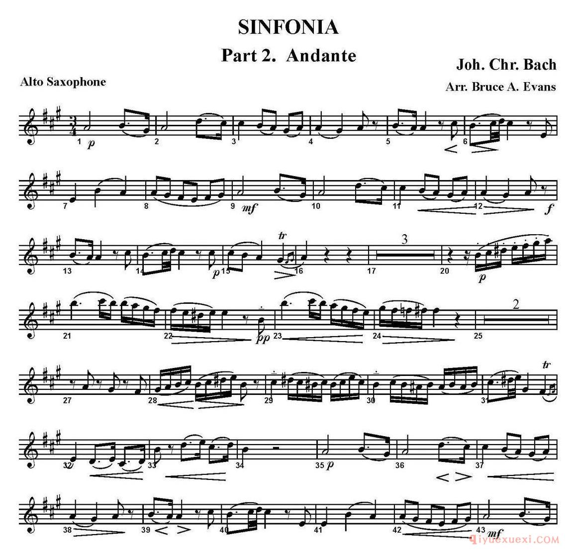 四重奏·中音萨克斯分谱[SINFONIA Part 2. Andante]