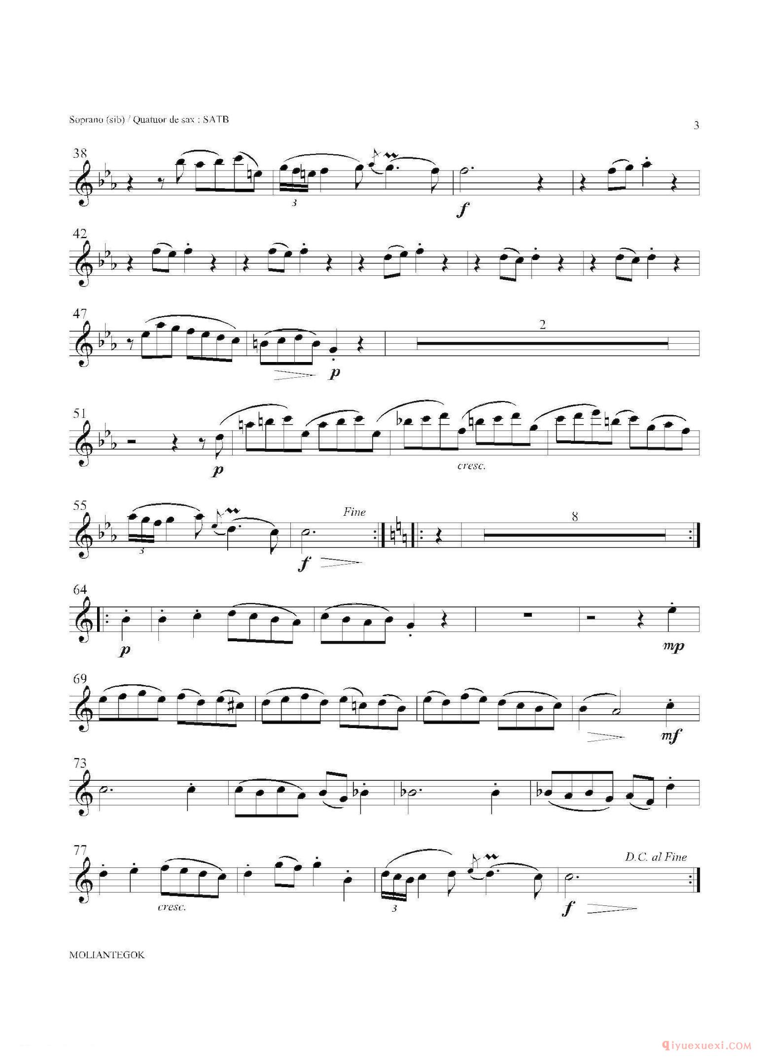 法国组曲之二·布列舞曲[Suite anglaise No 2,BWV 807]高音萨克斯分谱