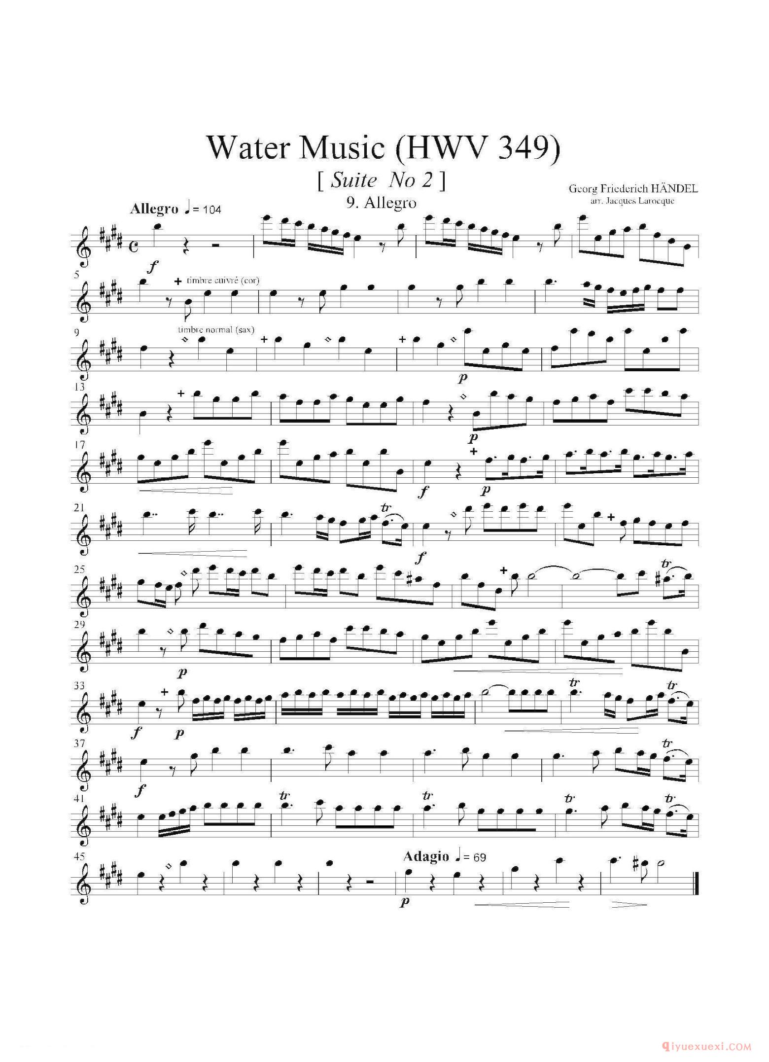 第一次中音萨克斯[Water Music/HWV.349 No.2]