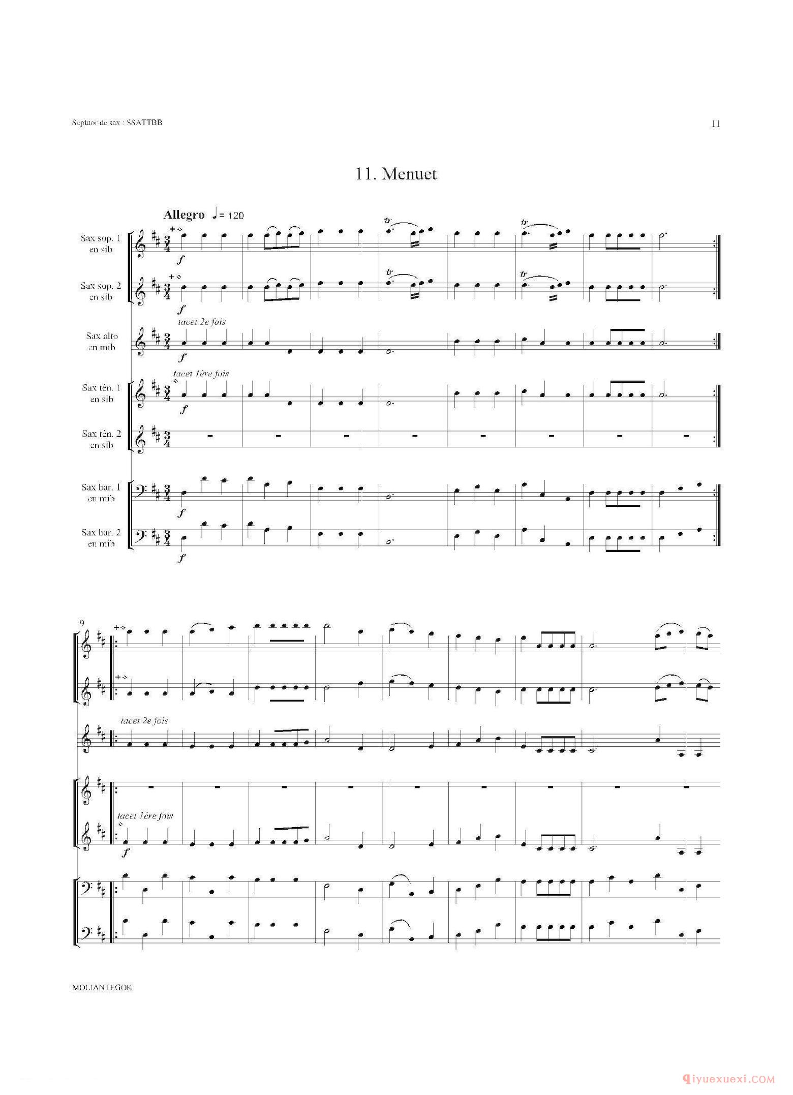 萨克斯合奏总谱[Water Music/HWV.349 No.2]