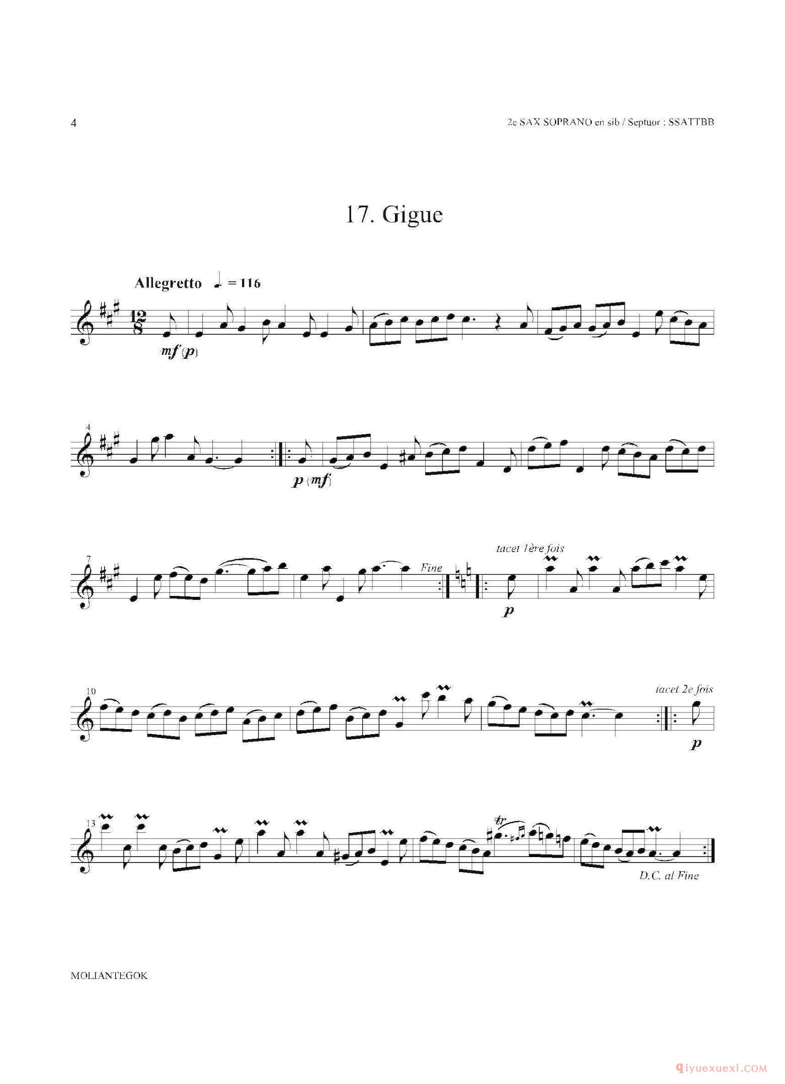 第二高音萨克斯[Water Music/HWV.350 No.3]