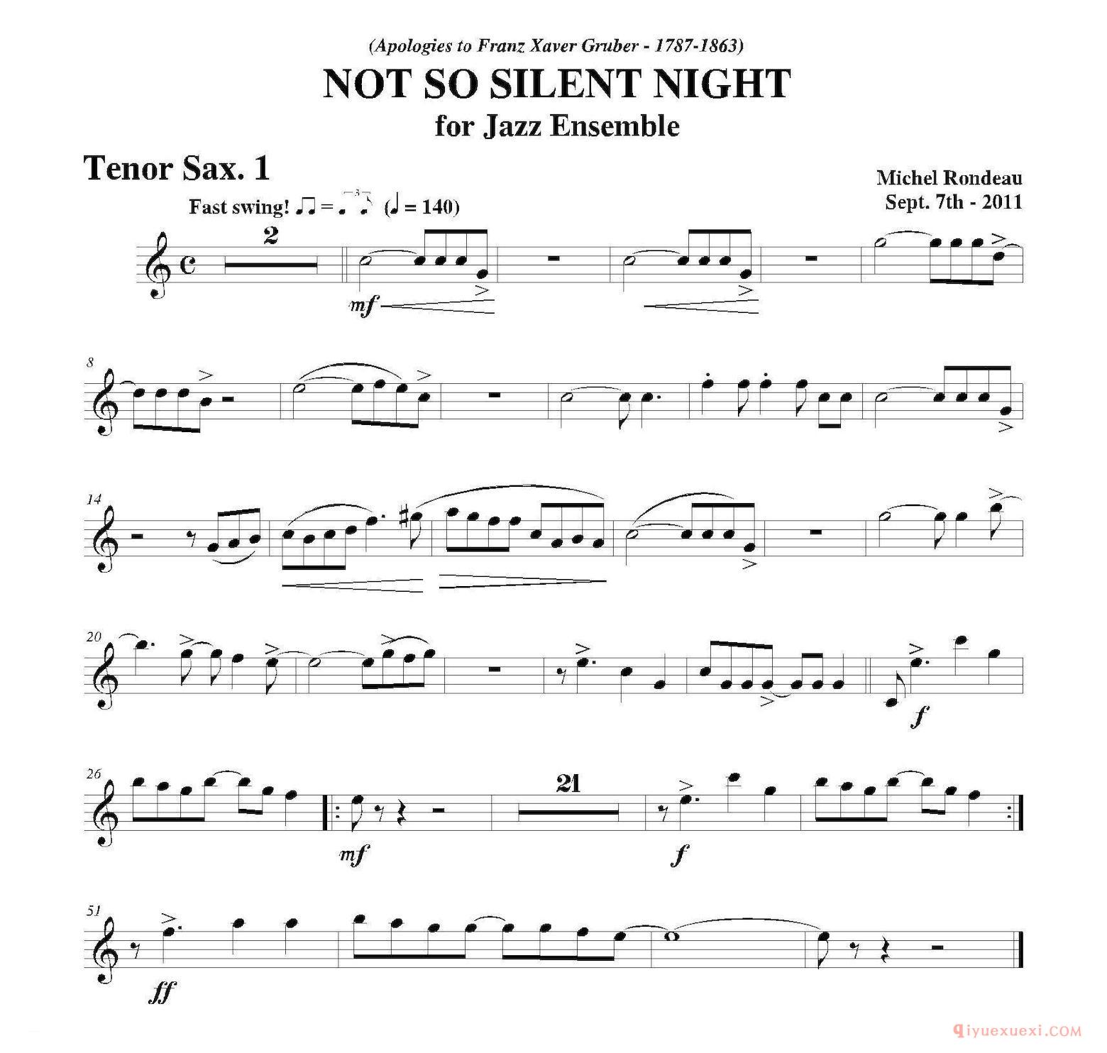 第一次中音萨克斯分谱[NOT SO SILENT NIGHT]