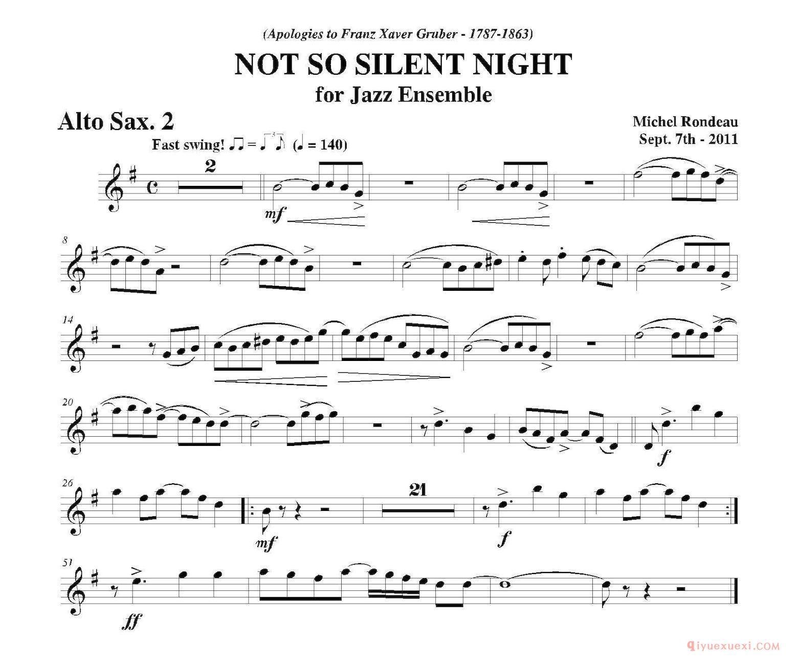 第二中音萨克斯分谱[NOT SO SILENT NIGHT]