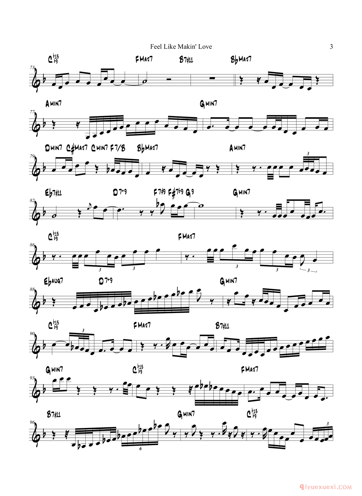 萨克斯谱[Feel Like Makin Love/Trumpet in Bb]