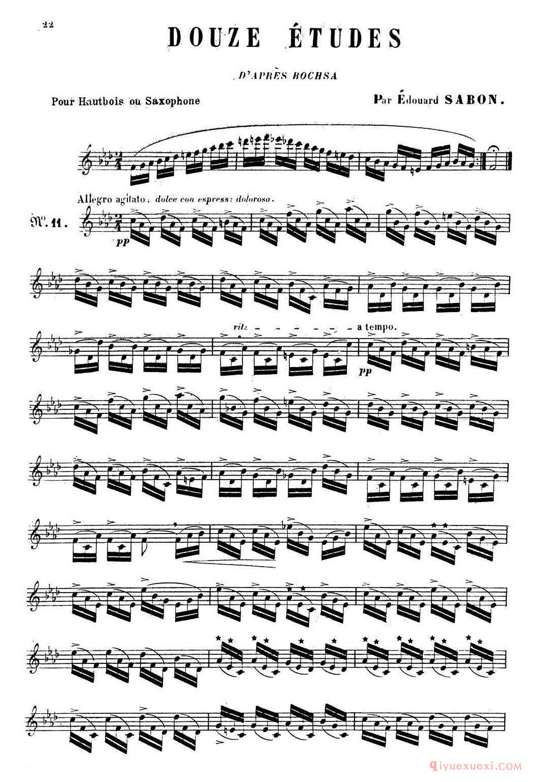萨克斯练习曲《E.Sabon-12首练习曲》完整版