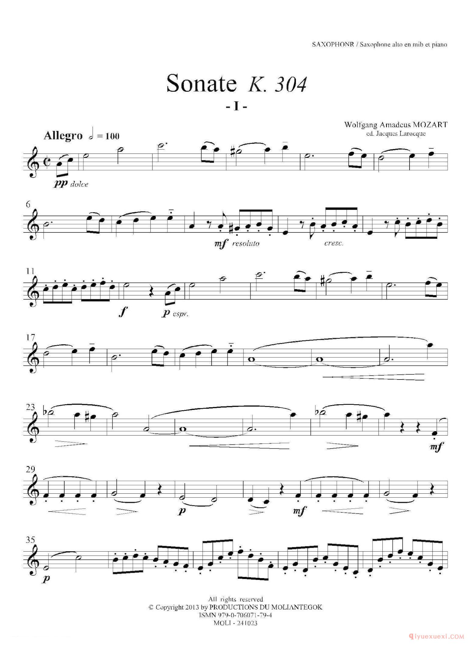 中音萨克斯[奏鸣曲 Op.304]