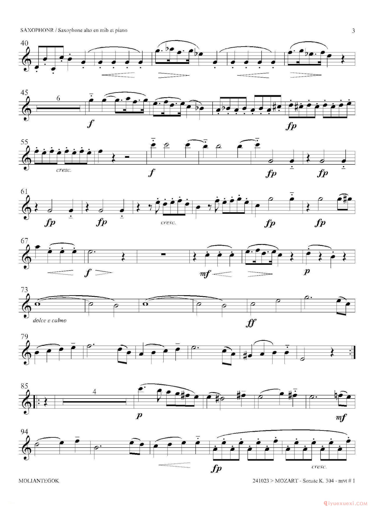 中音萨克斯[奏鸣曲 Op.304]