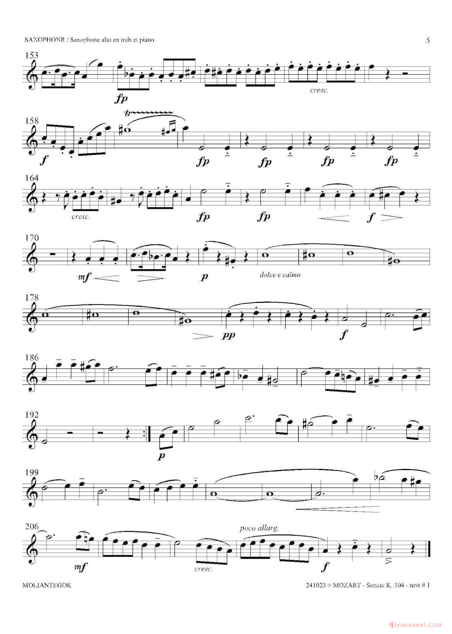 中音萨克斯[奏鸣曲 Op.304]