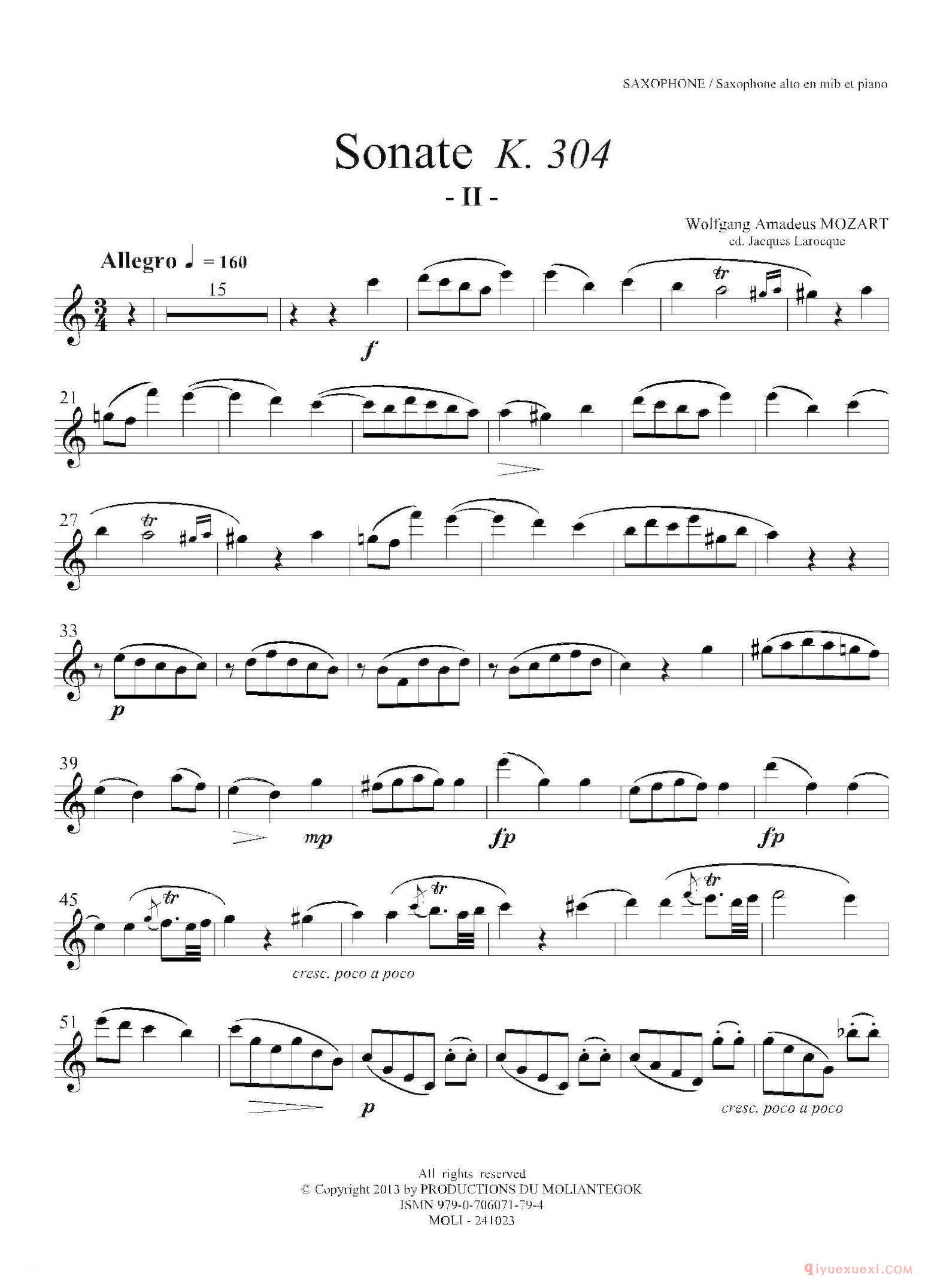 中音萨克斯[奏鸣曲 Op.304]