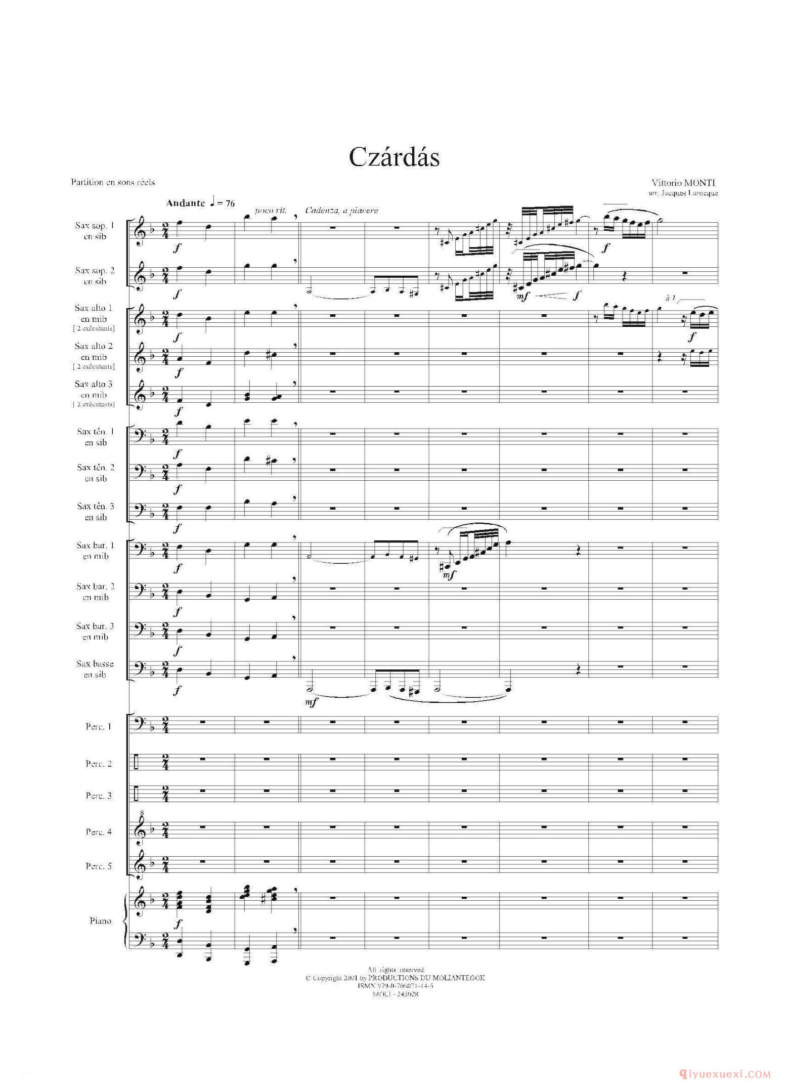 萨克斯谱[Czardas 查尔达斯]15重奏总谱