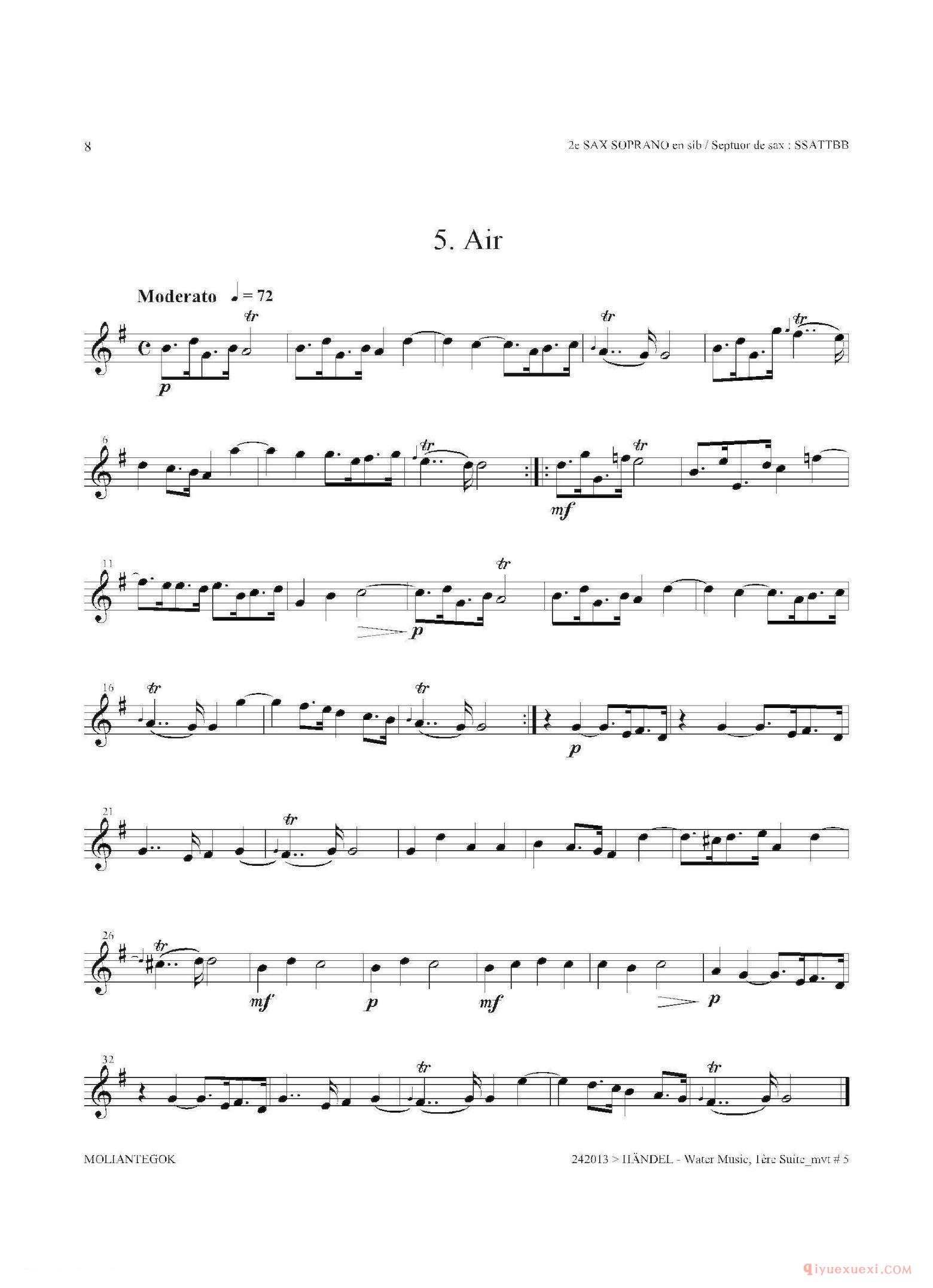 第二高音萨克斯[Water Music（HWV.348 No.1]