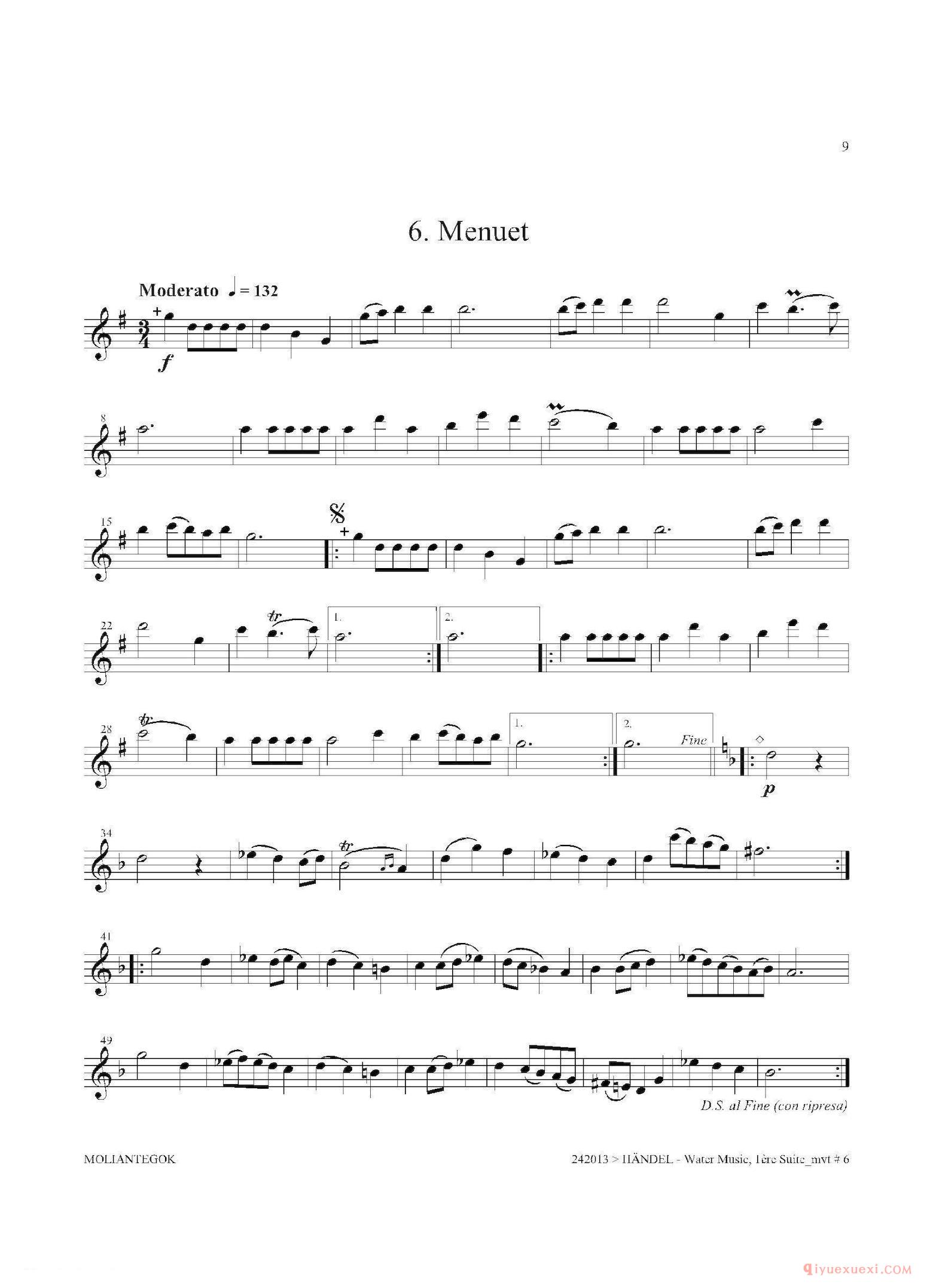 第一次中音萨克斯[Water Music（HWV.348 No.1]