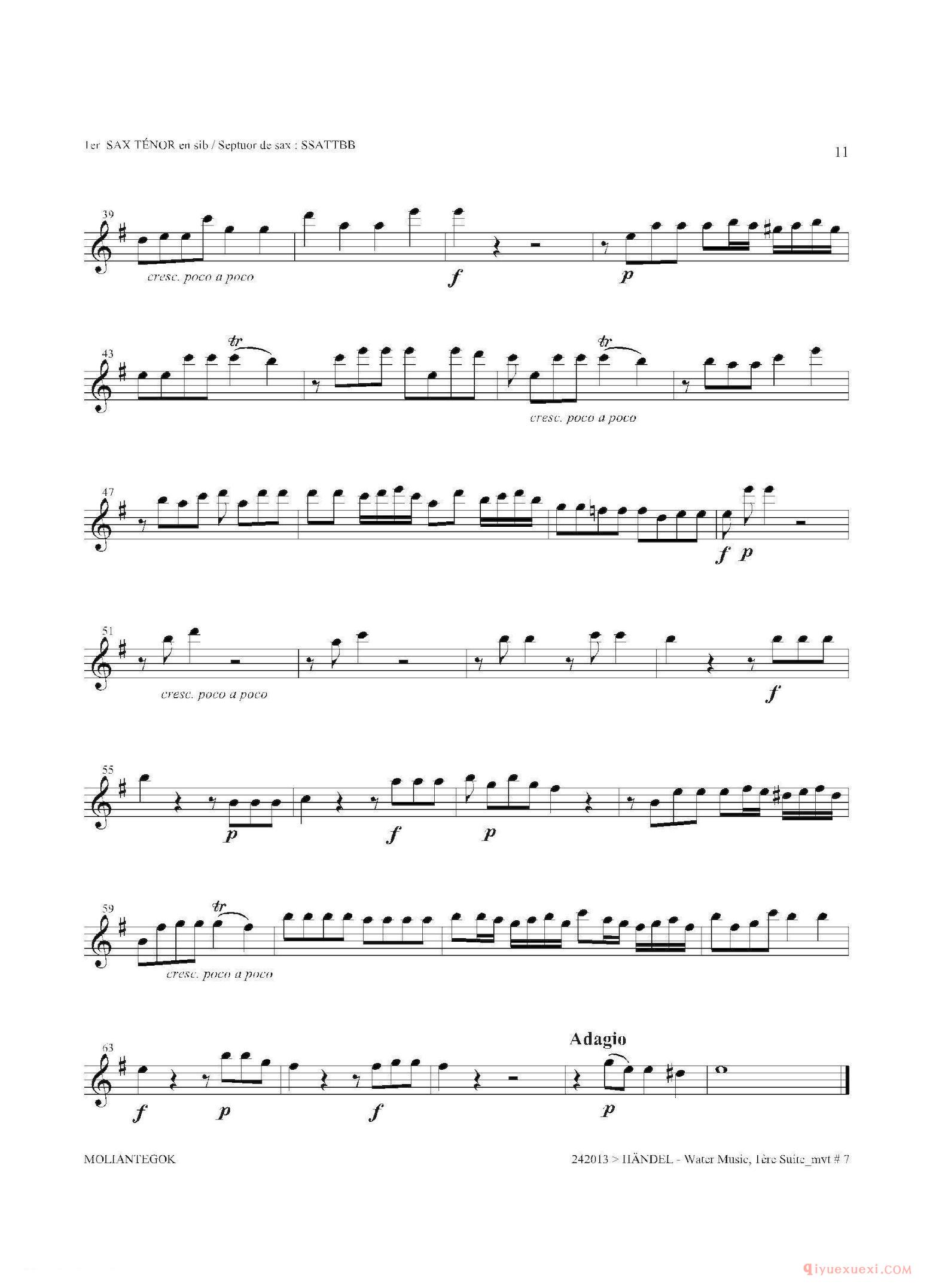 第一次中音萨克斯[Water Music（HWV.348 No.1]