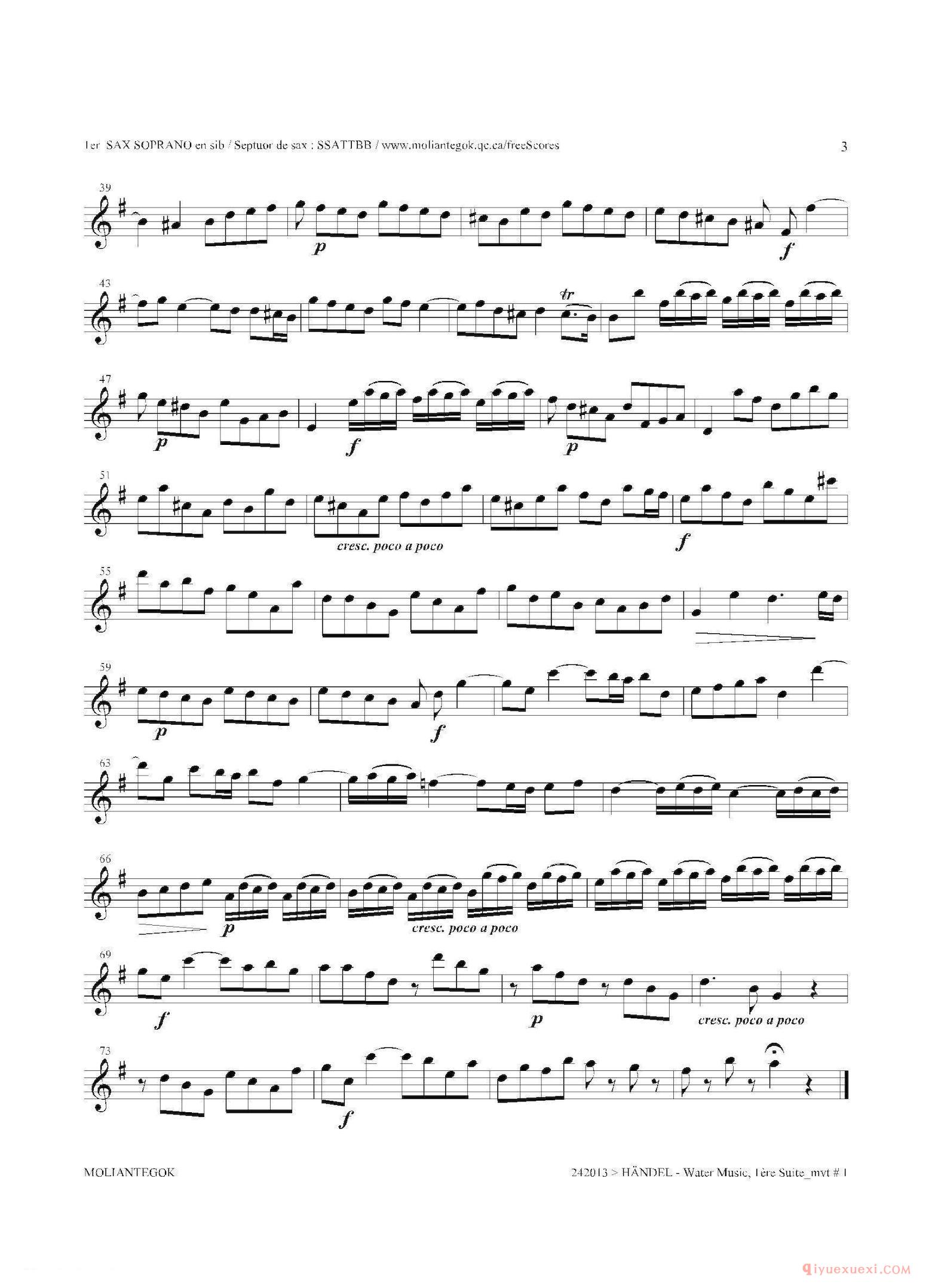 第一高音萨克斯[Water Music（HWV.348 No.1]