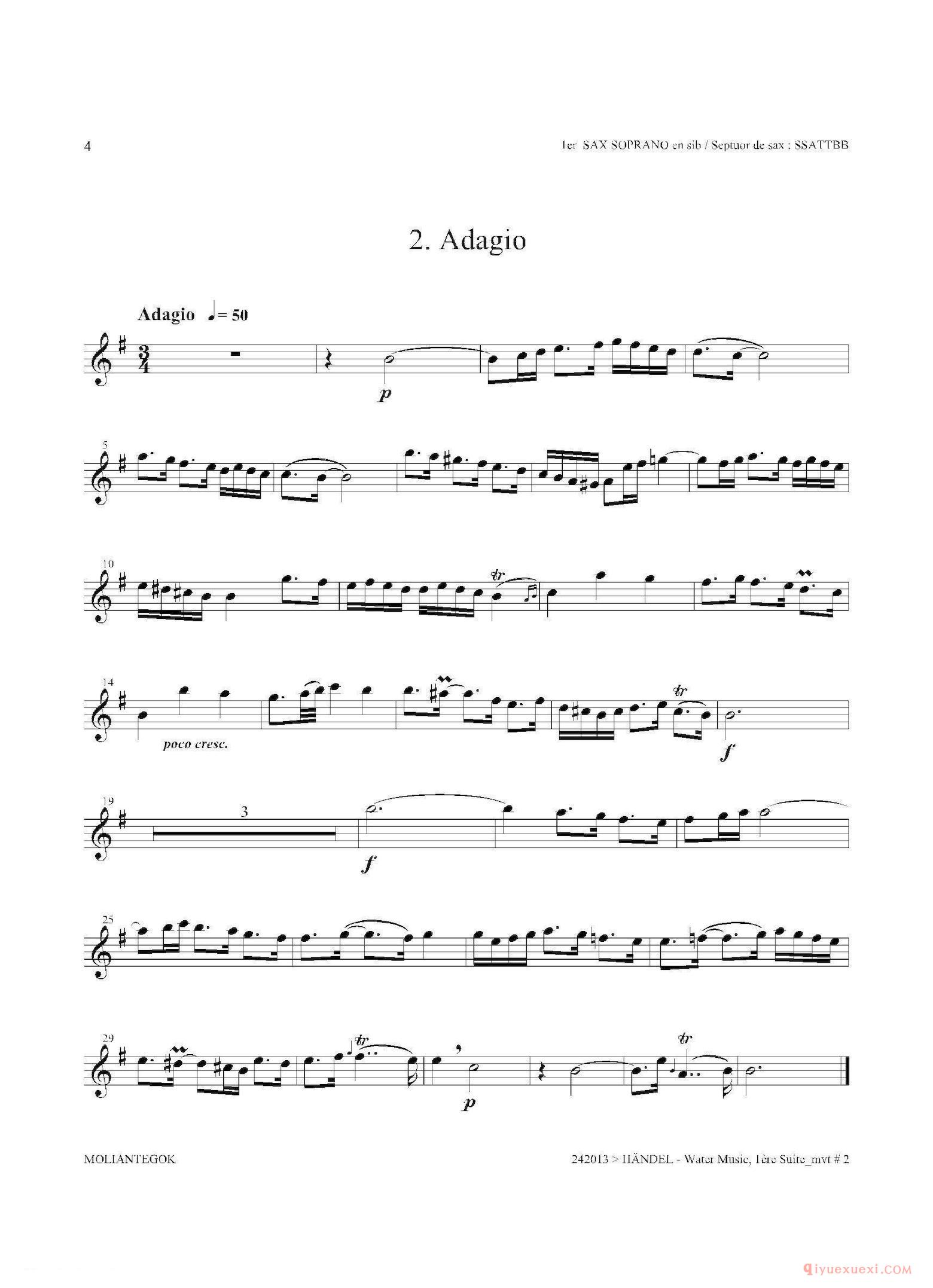 第一高音萨克斯[Water Music（HWV.348 No.1]