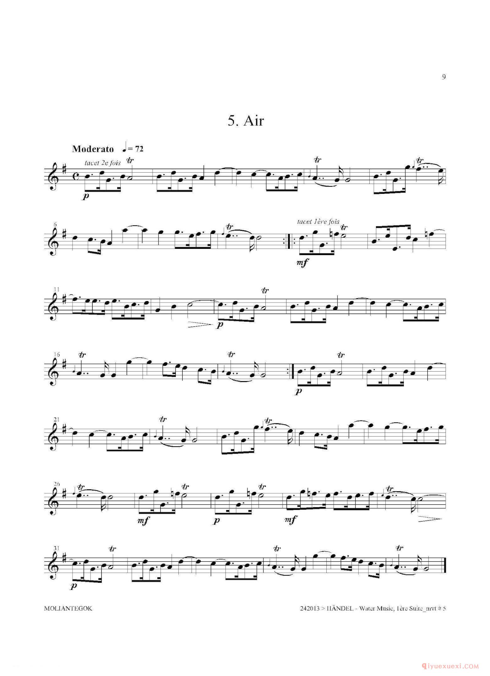 第一高音萨克斯[Water Music（HWV.348 No.1]