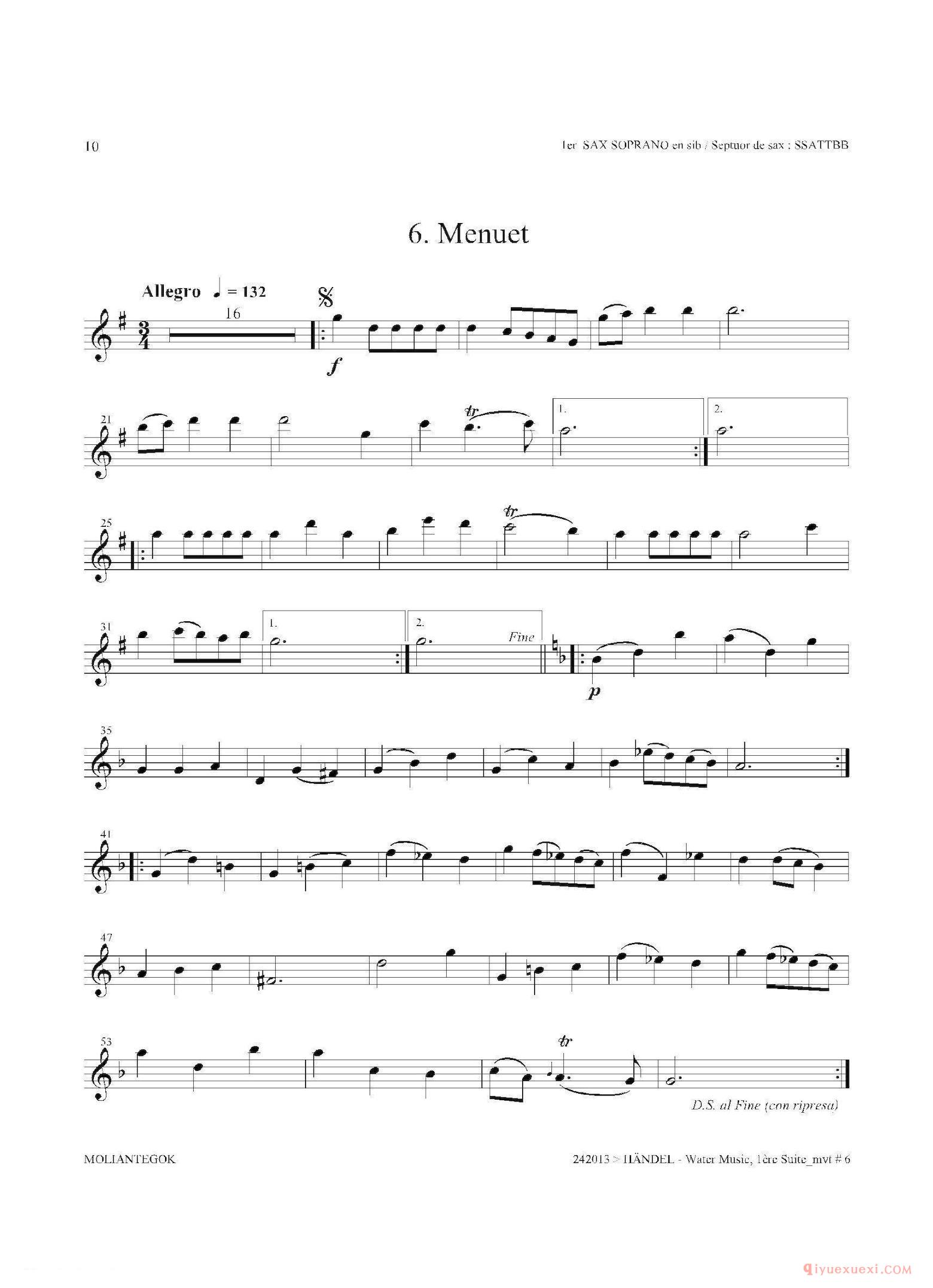 第一高音萨克斯[Water Music（HWV.348 No.1]