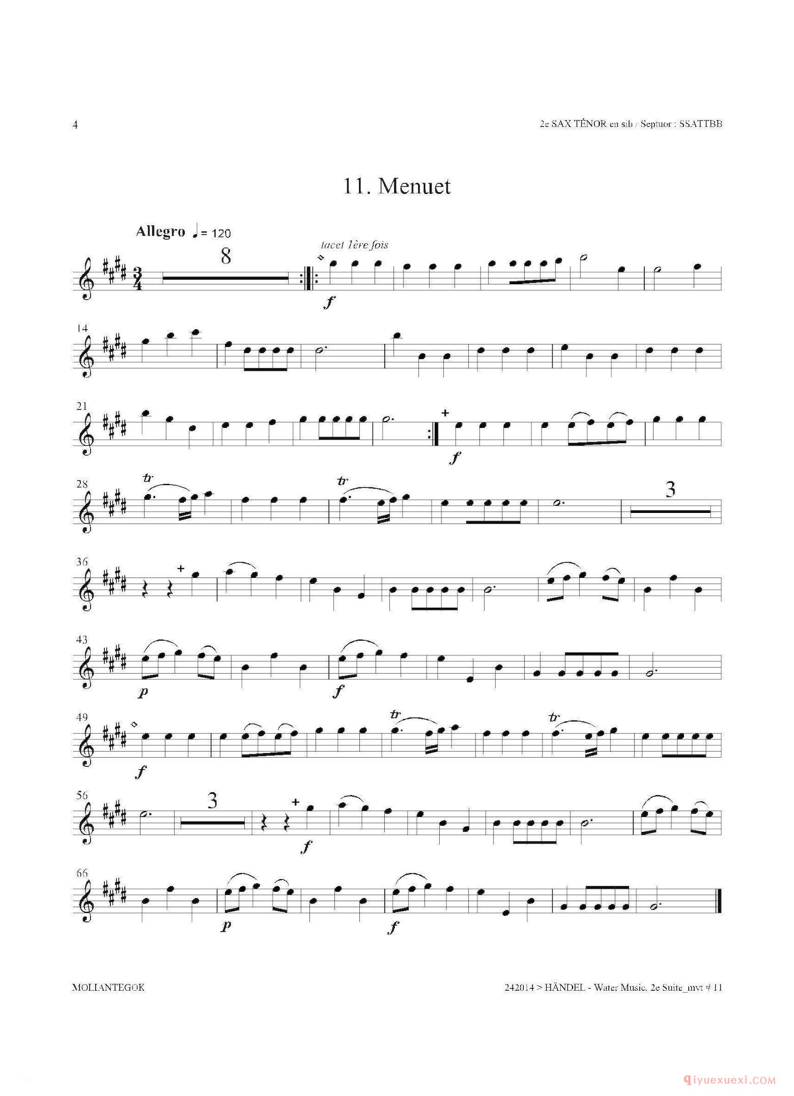 第二次中音萨克斯[Water Music（HWV.349 No.2]