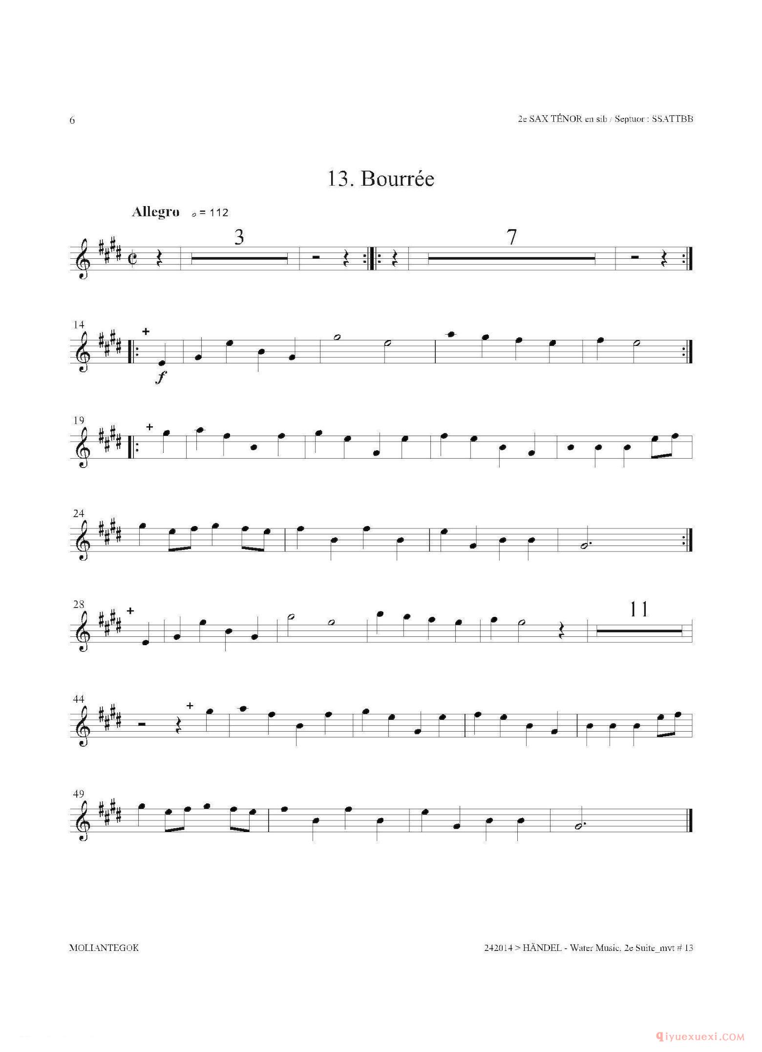 第二次中音萨克斯[Water Music（HWV.349 No.2]