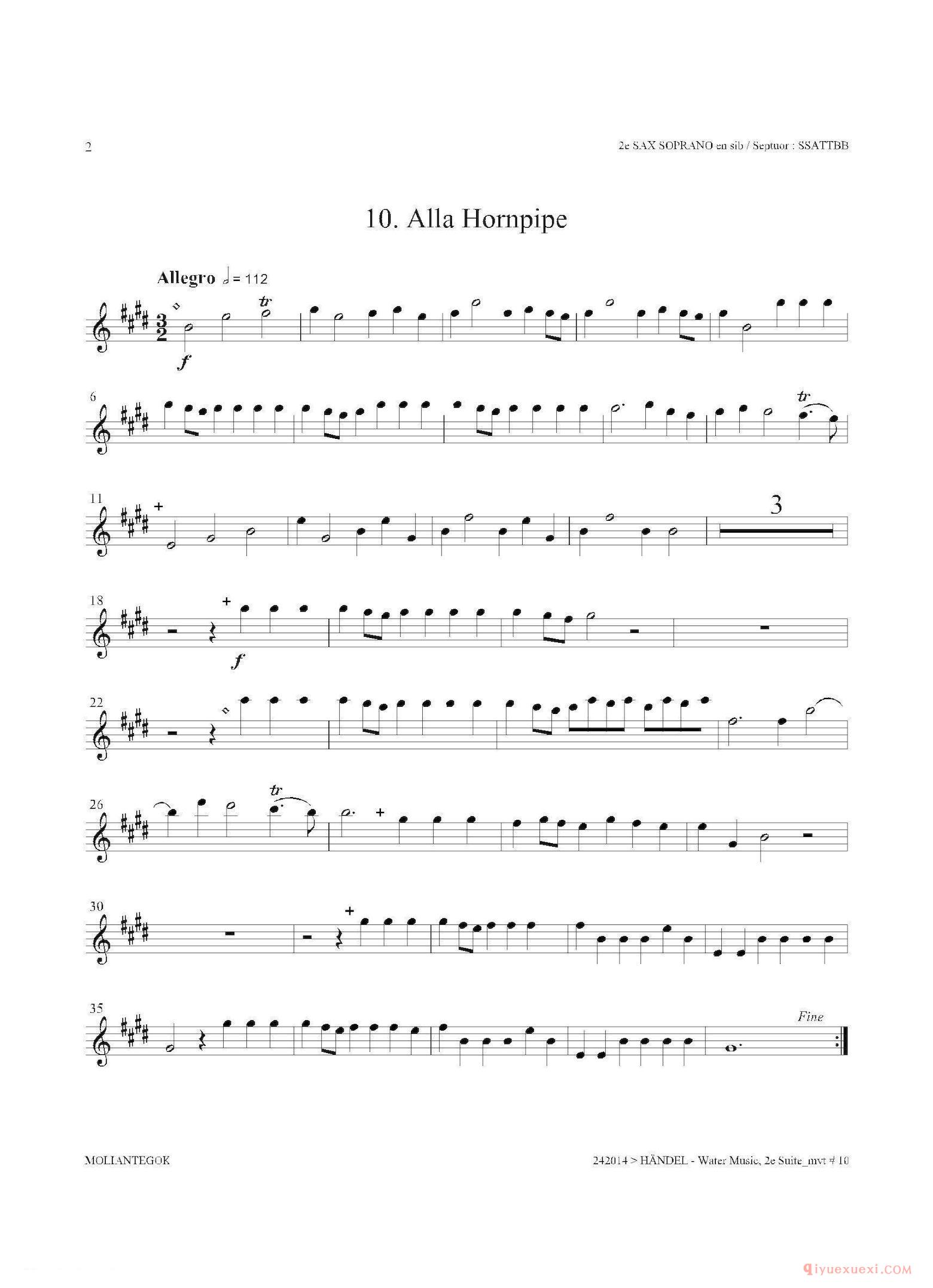 第二高音萨克斯[Water Music（HWV.349 No.2]