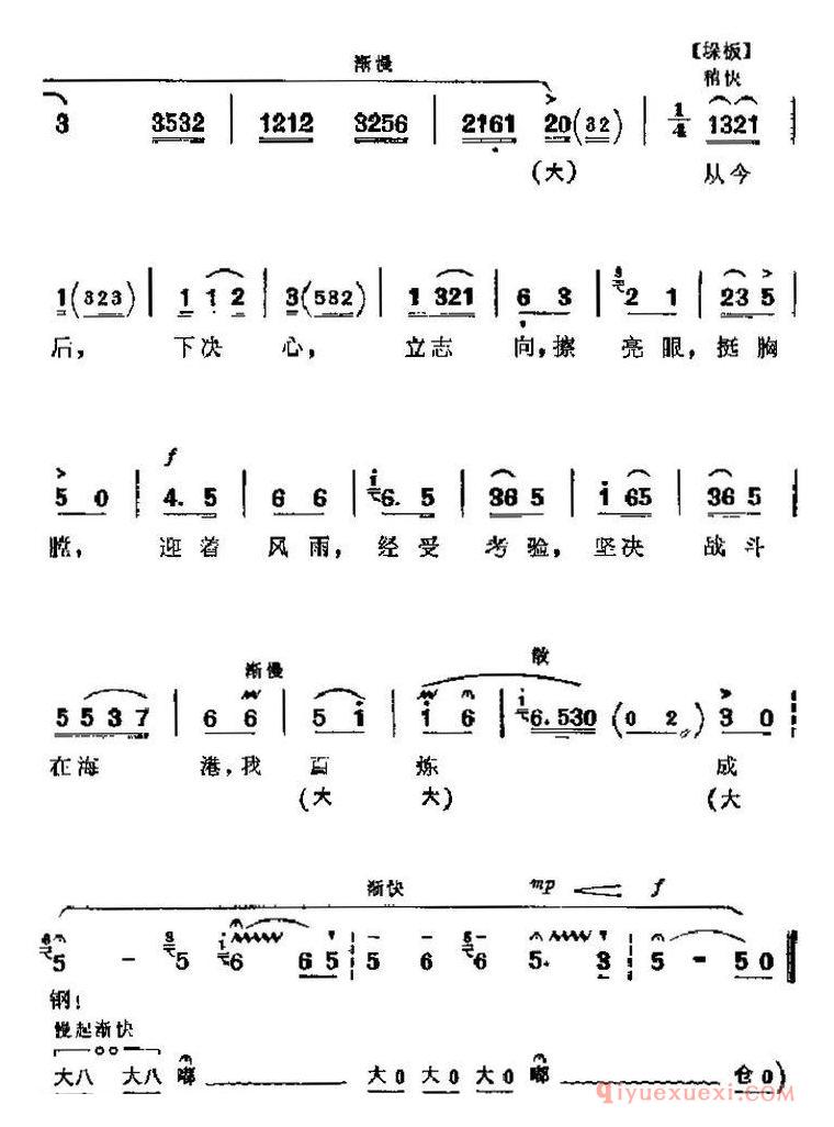 京剧简谱[革命现代京剧/海港主要唱段/坚决战斗在海港/第六场 韩小强唱段]