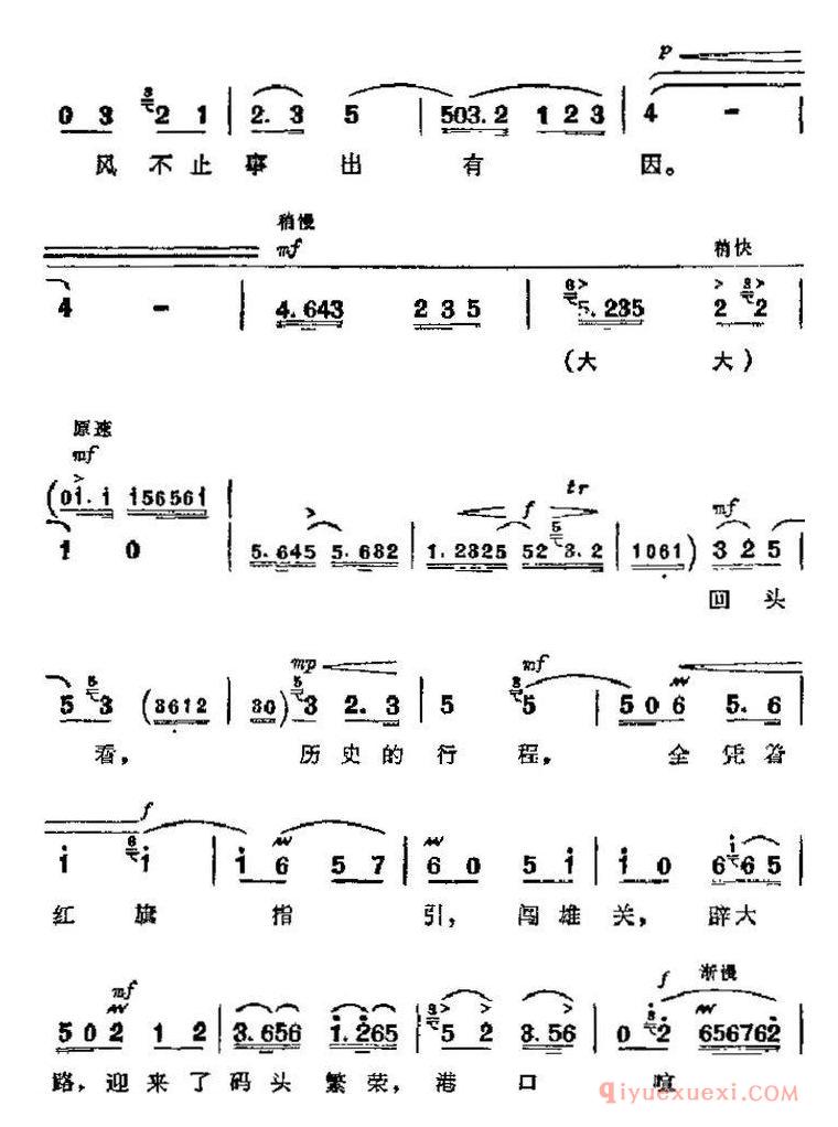 京剧简谱[海港主要唱段/暴风雨更增添战斗豪情/第四场 方海珍唱段]革命现代京剧